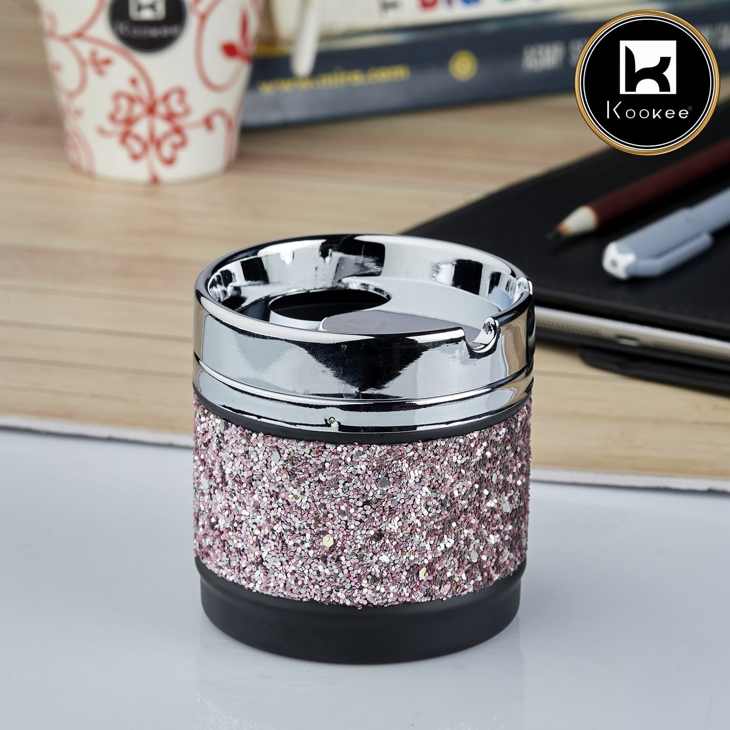 Smokeless Plastic Tin Ashtray Rotating Lid (10758)