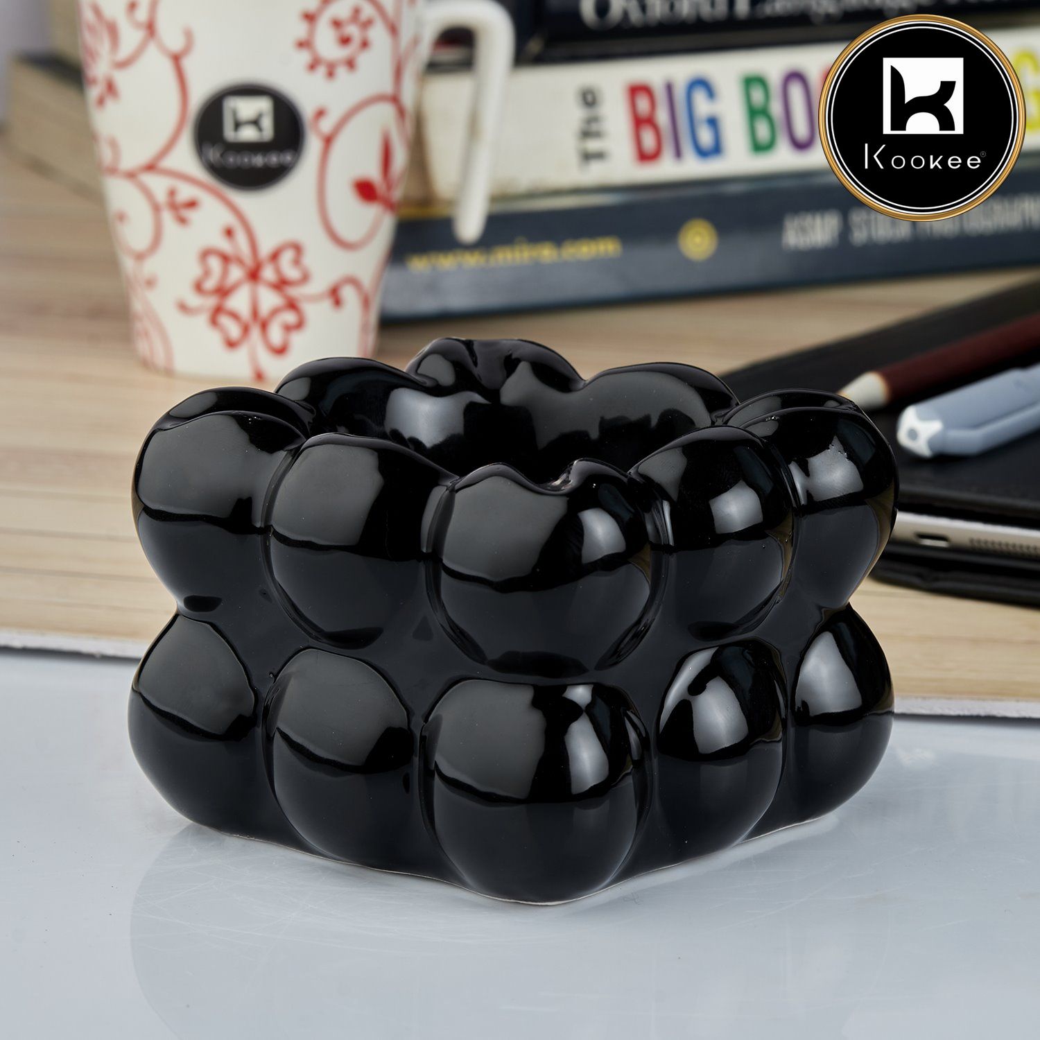 Kookee Ceramic Ashtrays, Black, ART10759