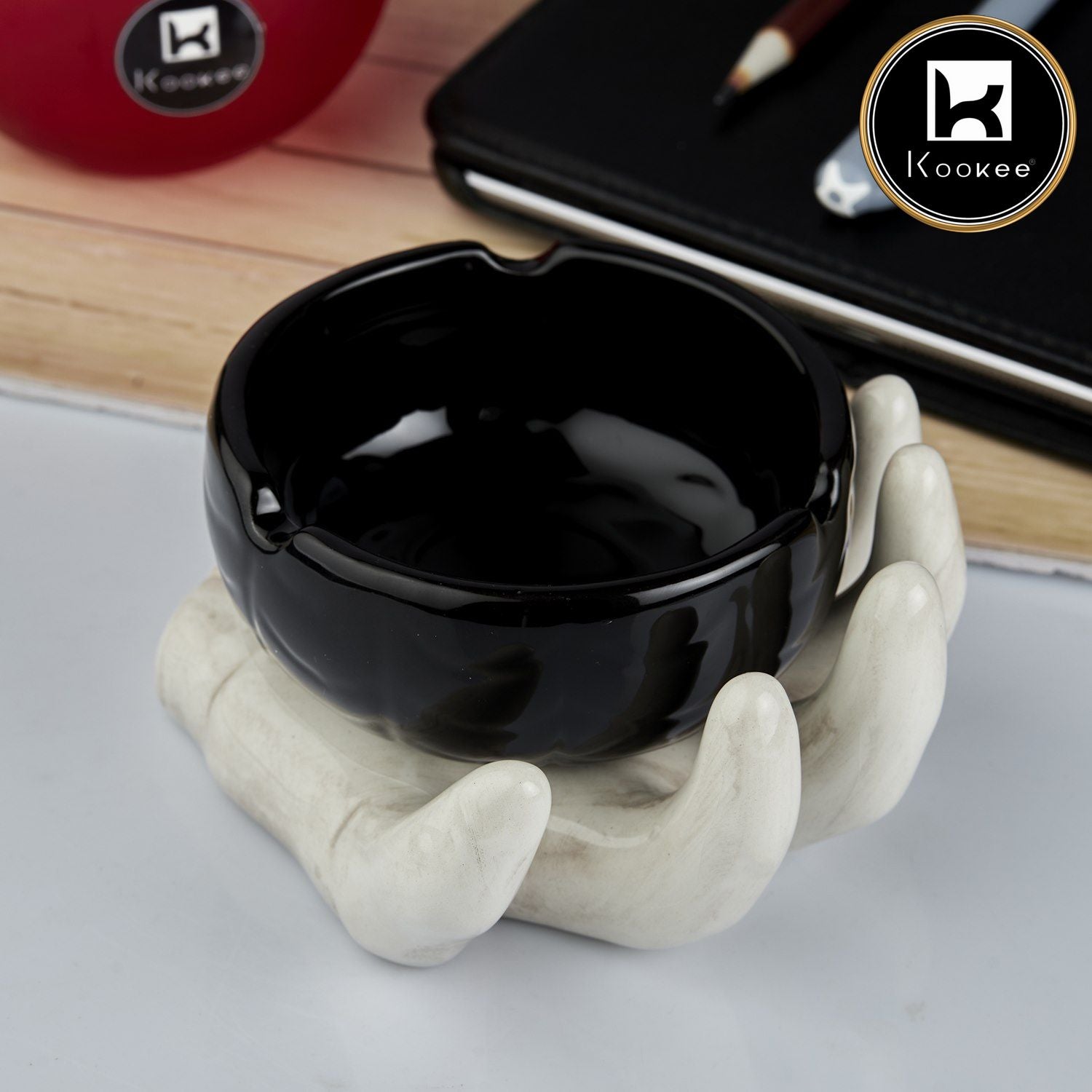 Kookee Ceramic Ashtrays, Black, ART10761
