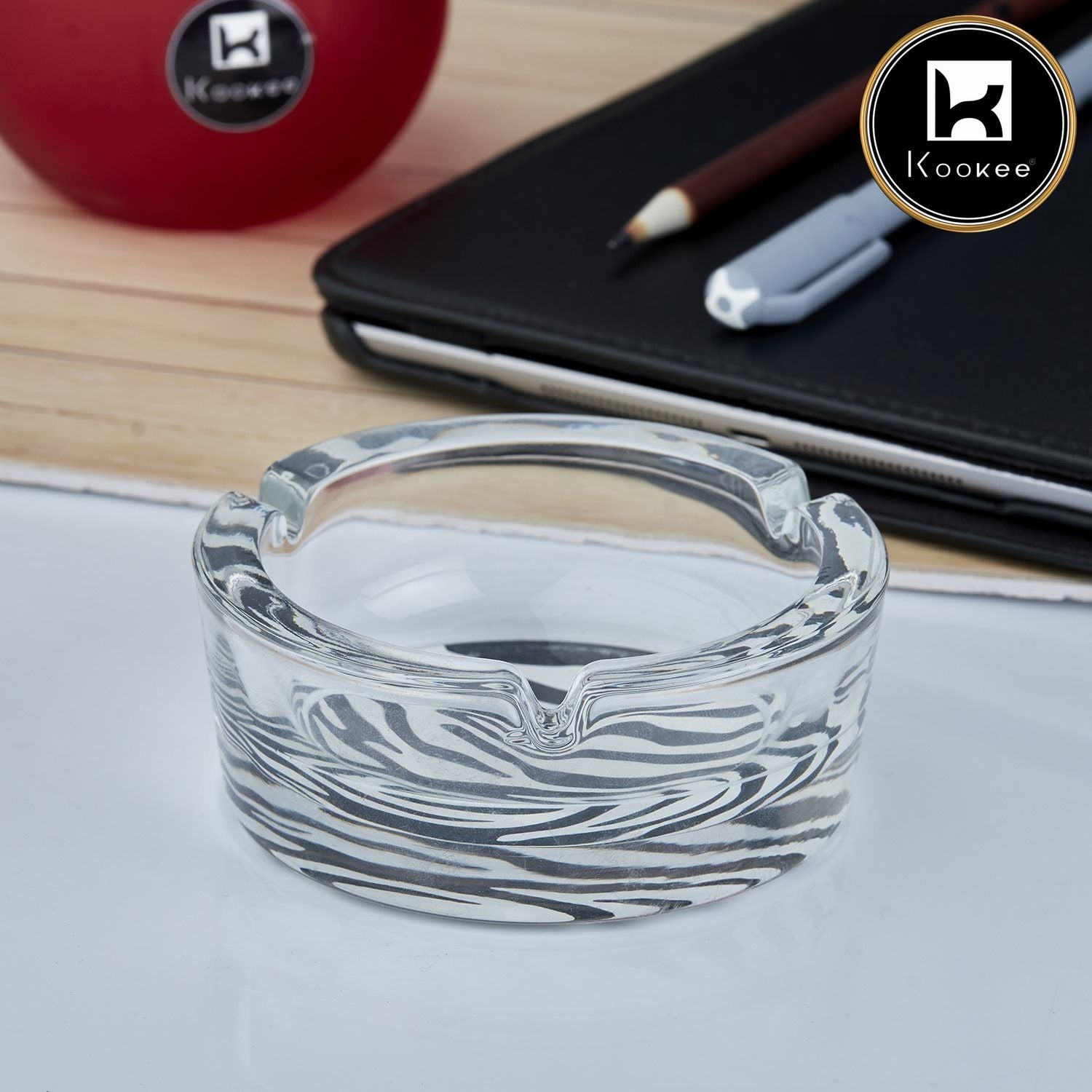 Kookee Glass Ashtrays, Transparent, ART10765