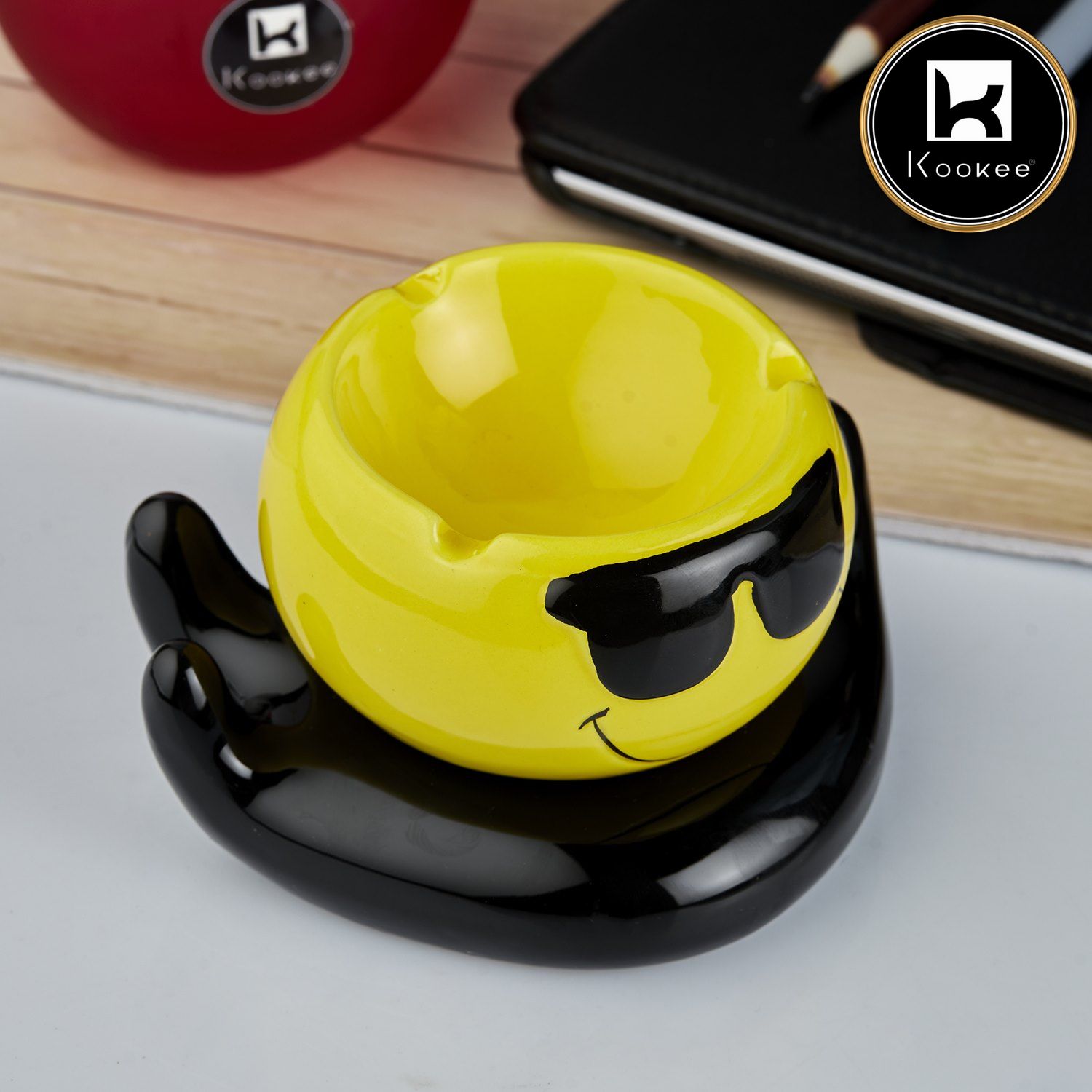 Kookee Ceramic Ashtrays, Yellow, ART10769