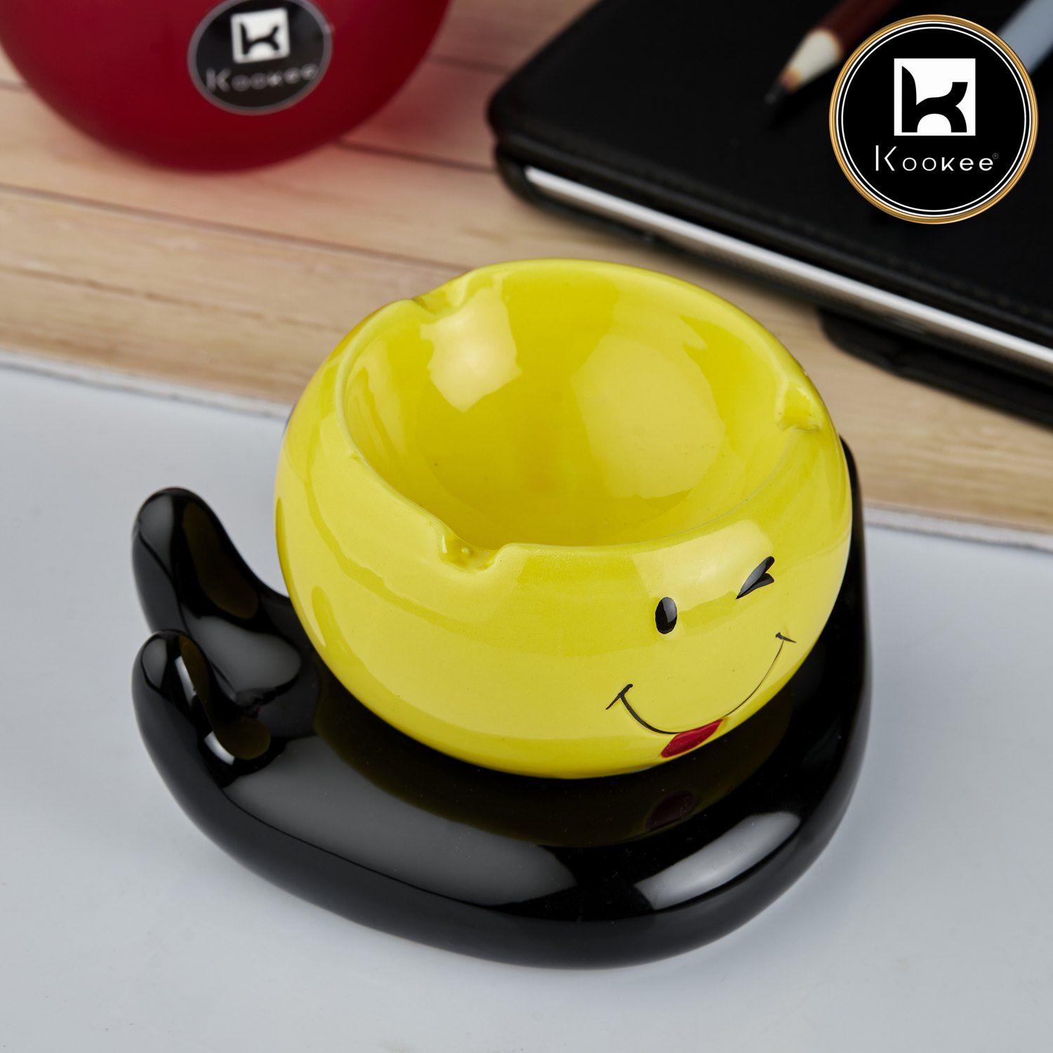 Kookee Ceramic Ashtrays, Yellow, ART10770