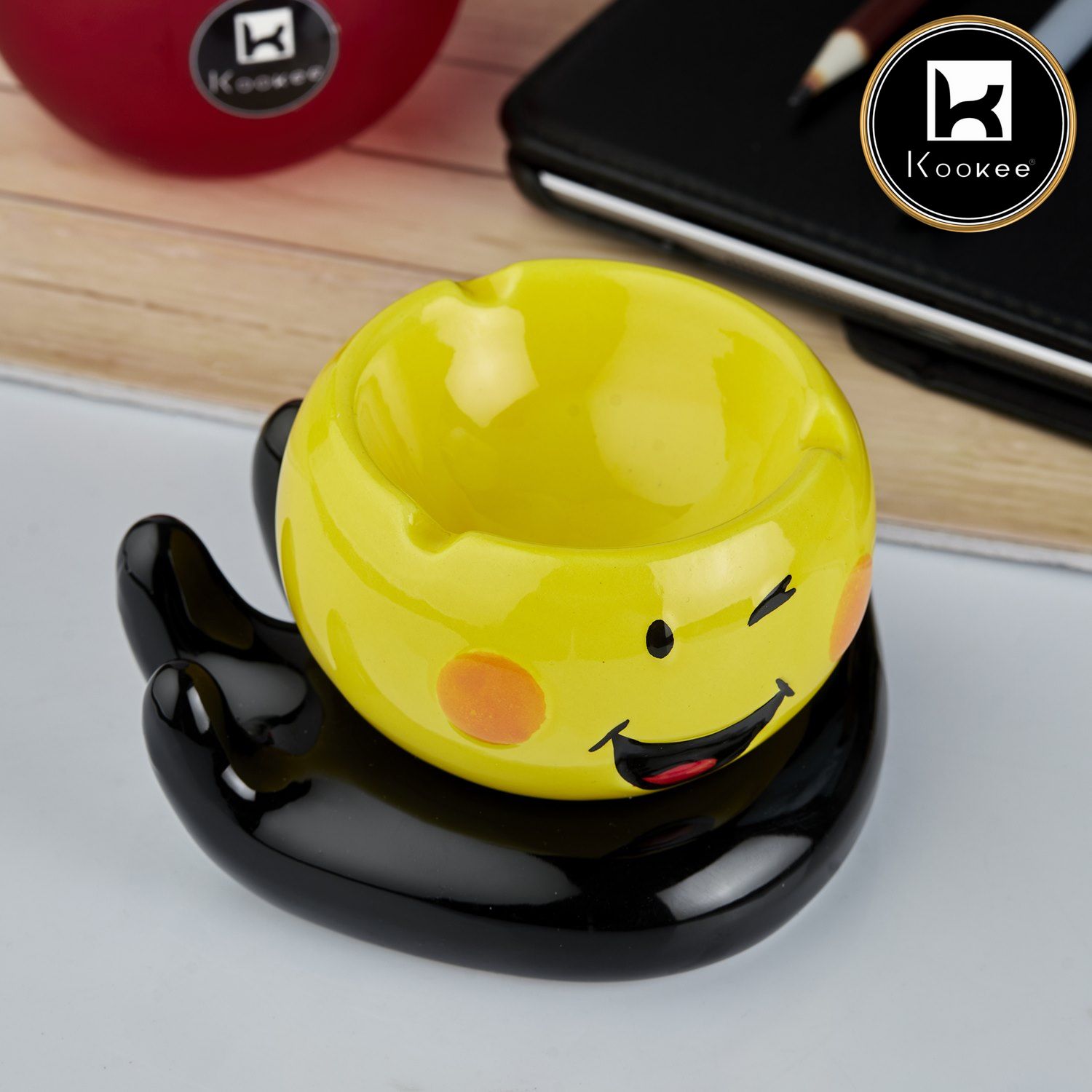 Kookee Ceramic Ashtrays, Yellow, ART10772