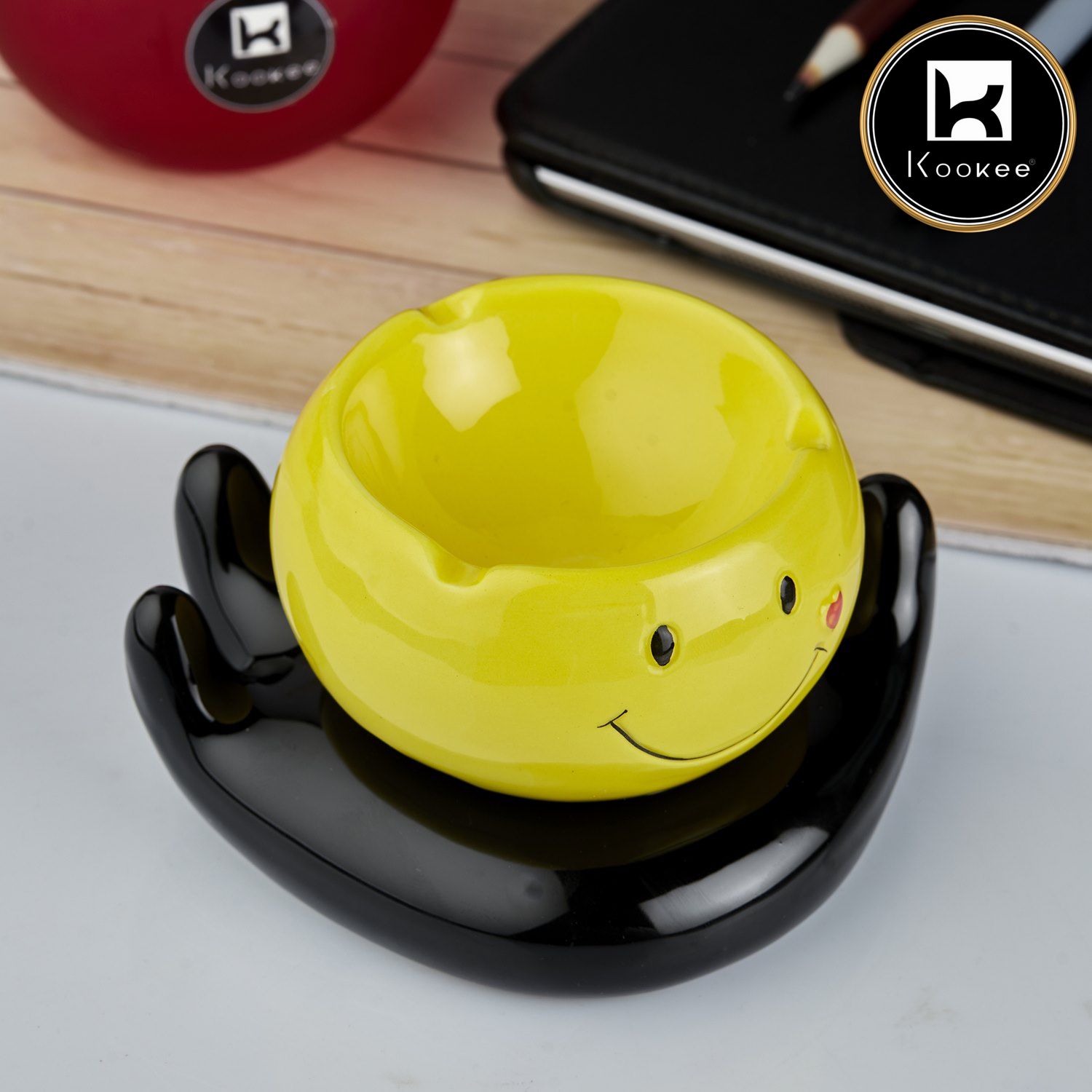 Kookee Ceramic Ashtrays, Yellow, ART10773