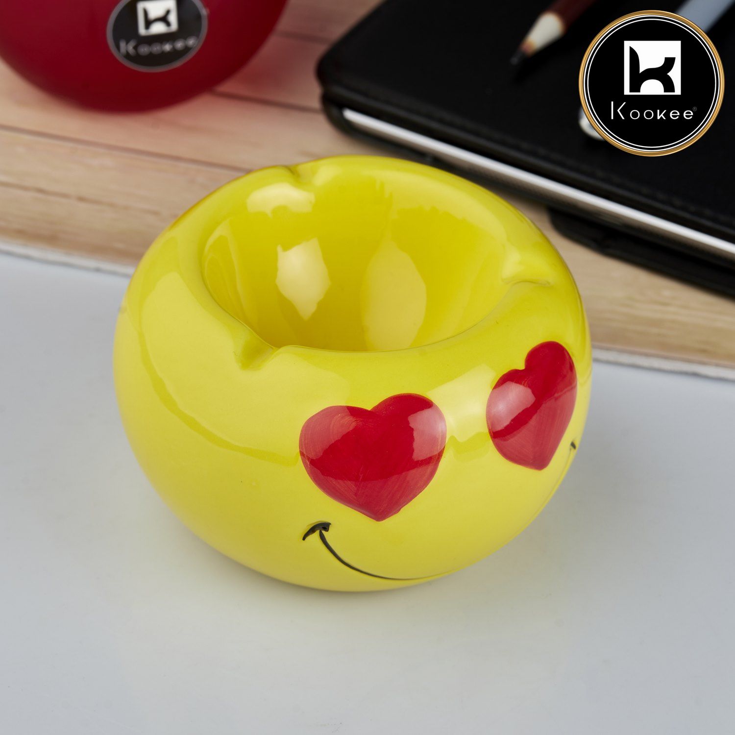 Kookee Ceramic Ashtrays, Yellow, ART10777