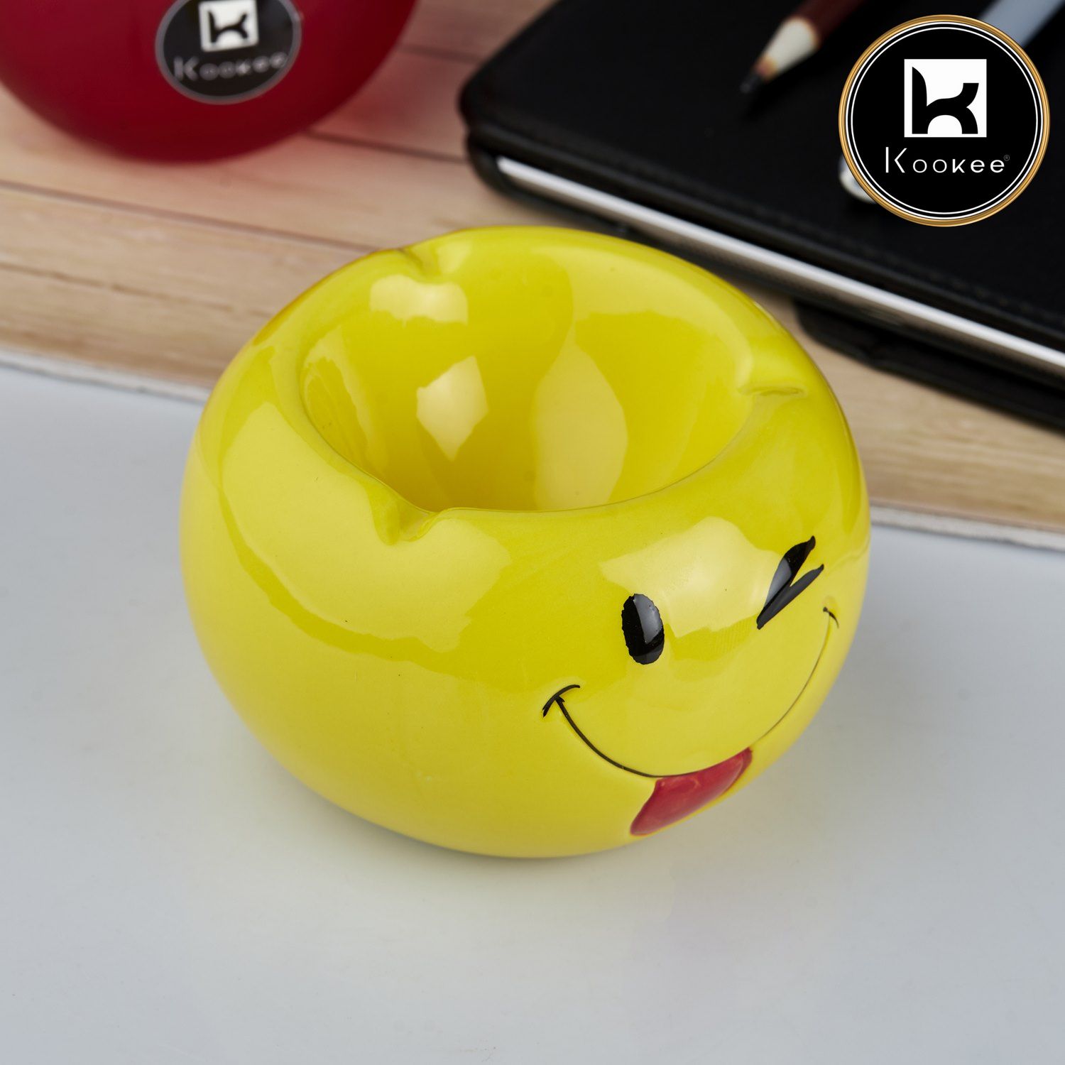 Kookee Ceramic Ashtrays, Yellow, ART10779