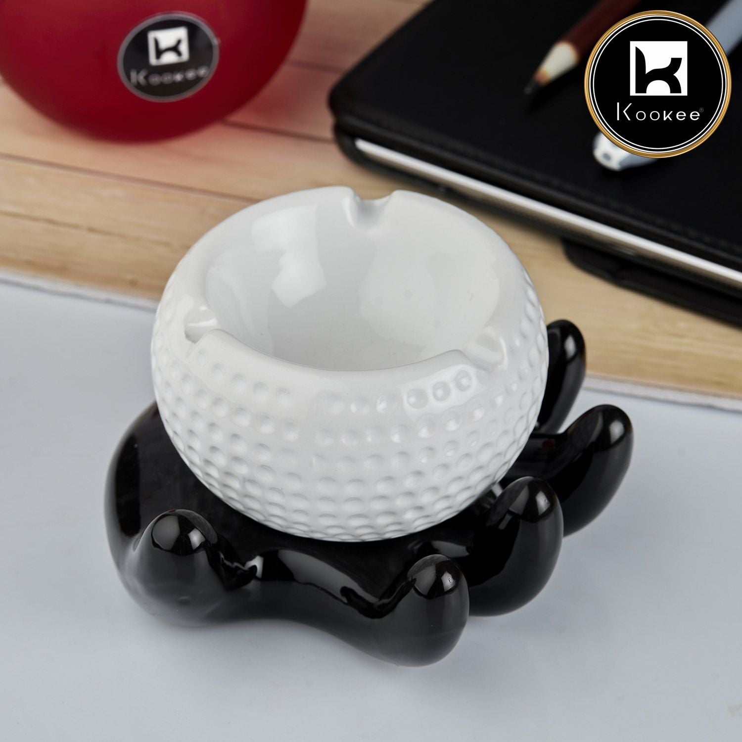 Kookee Ceramic Ashtrays, White, ART10784