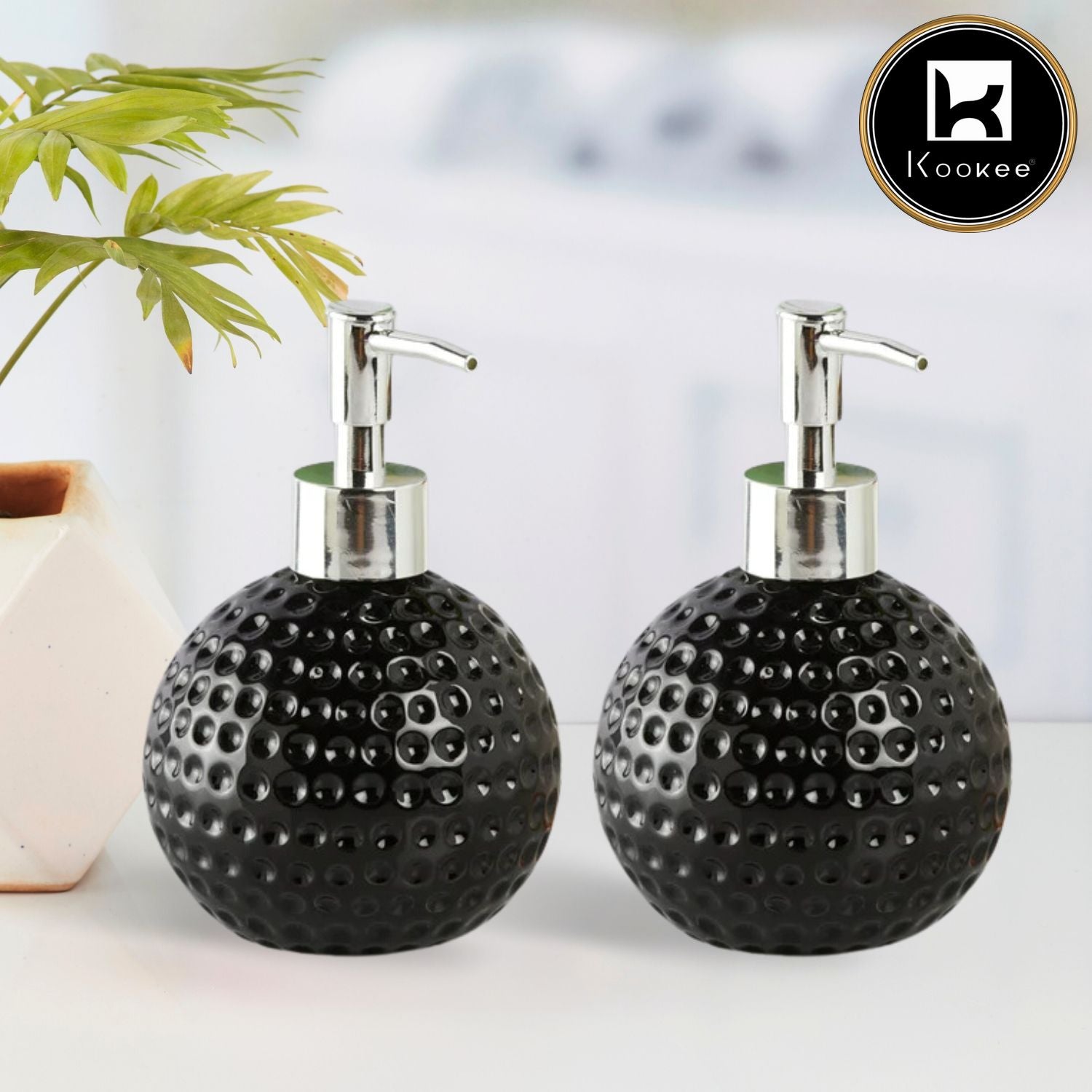 Ceramic Soap Dispenser for handwash for Bathroom, White (Set of 2) (10813)