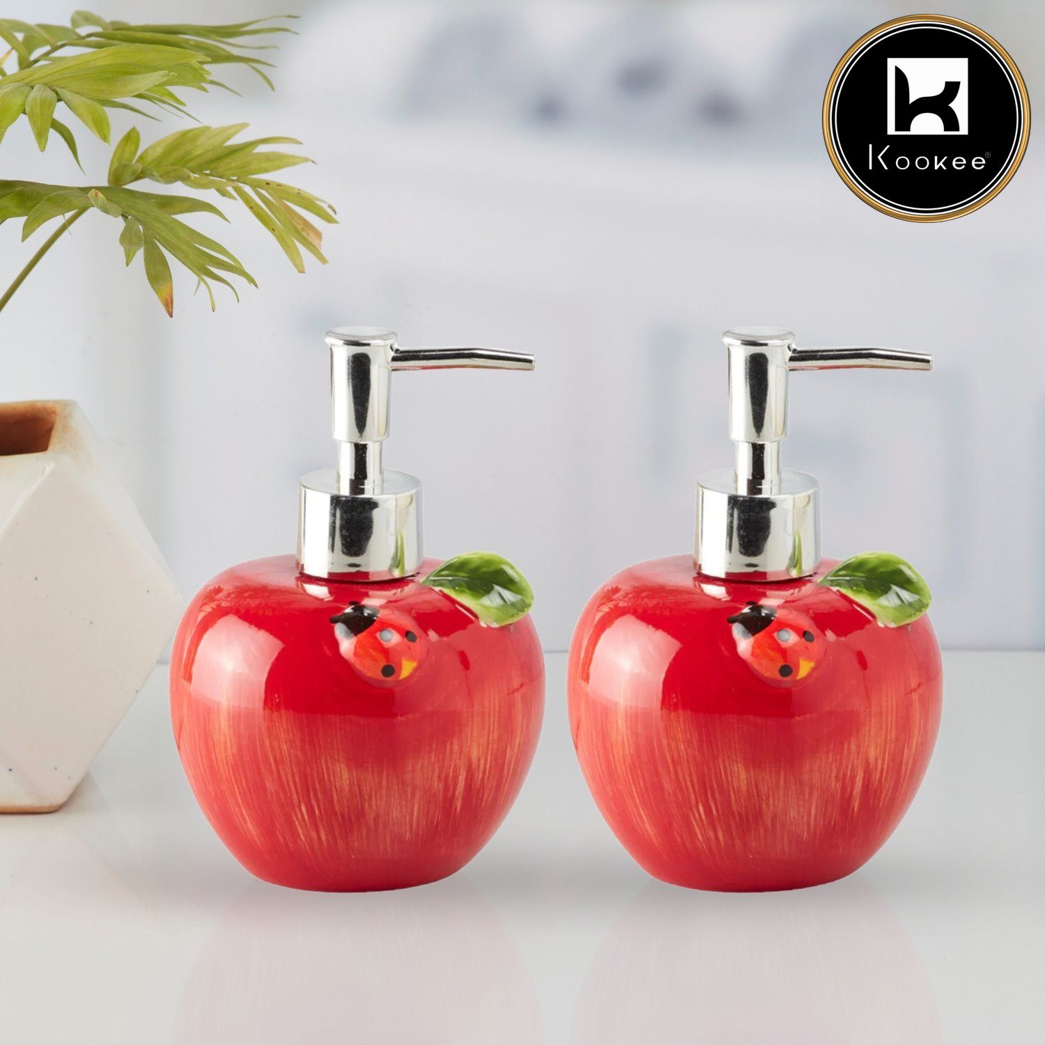 Ceramic Soap Dispenser for handwash for Bathroom, Red (Set of 1) (10171)