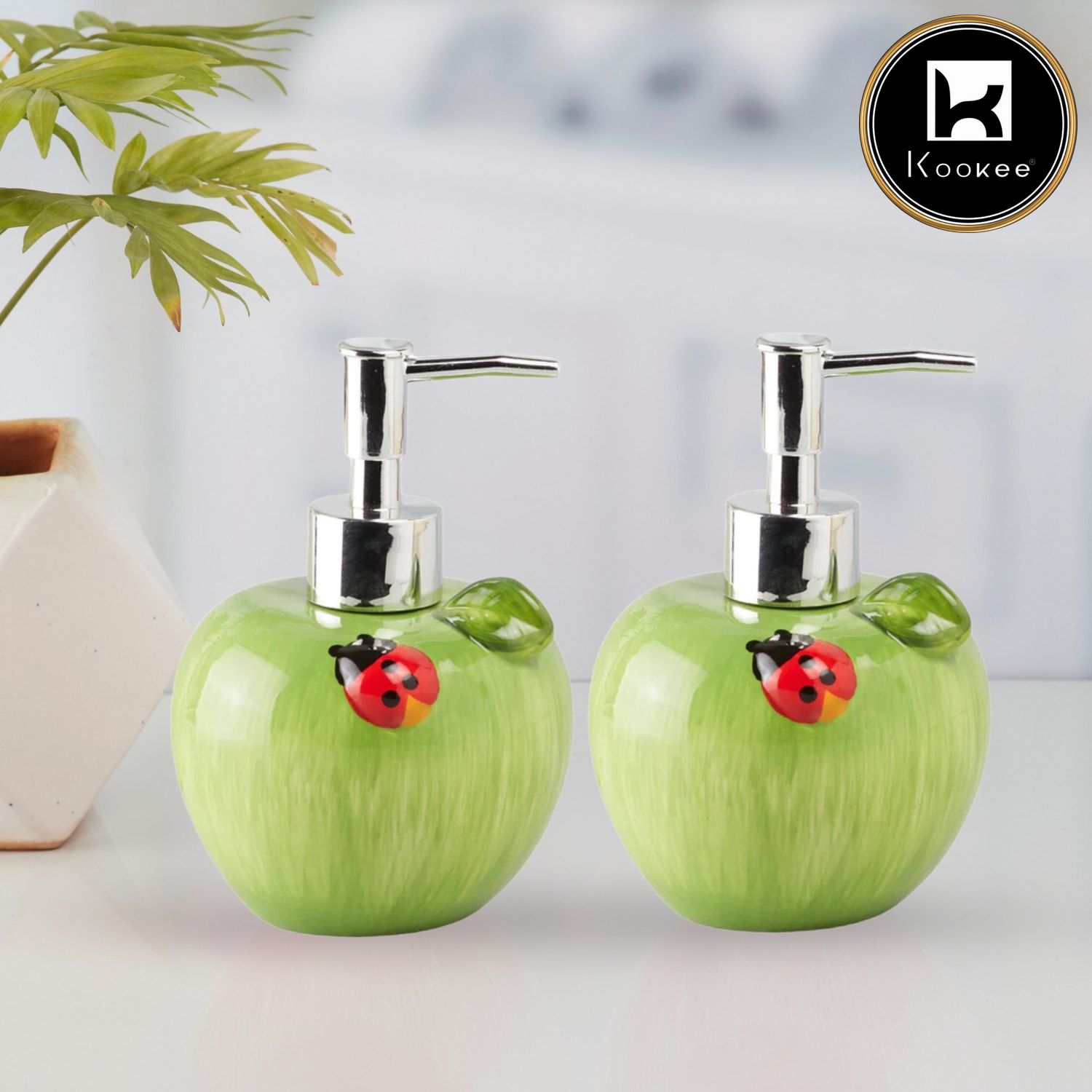 Ceramic Soap Dispenser for handwash for Bathroom, Red (Set of 2) (10924)