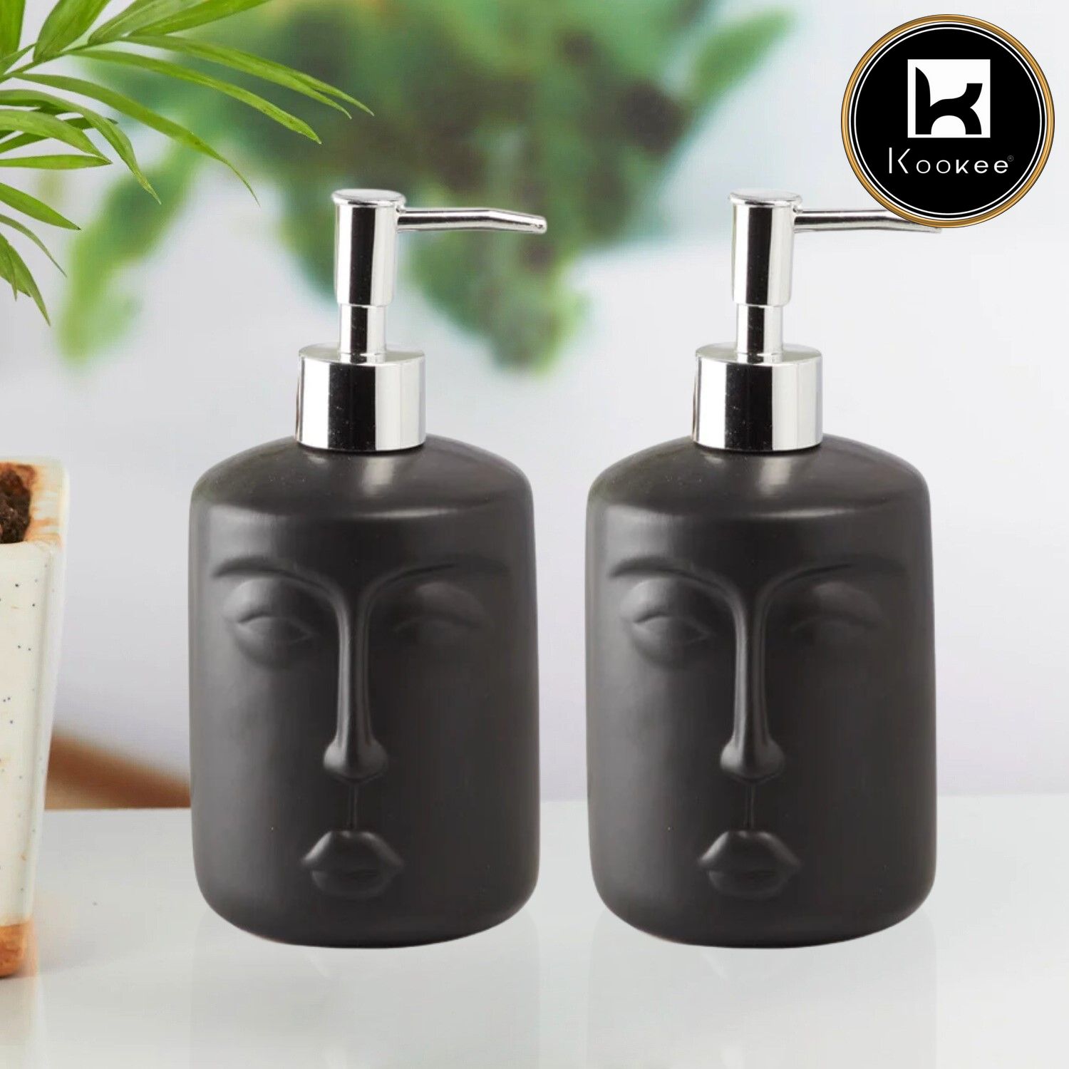 Ceramic Soap Dispenser for handwash for Bathroom, White (Set of 1) (10194)