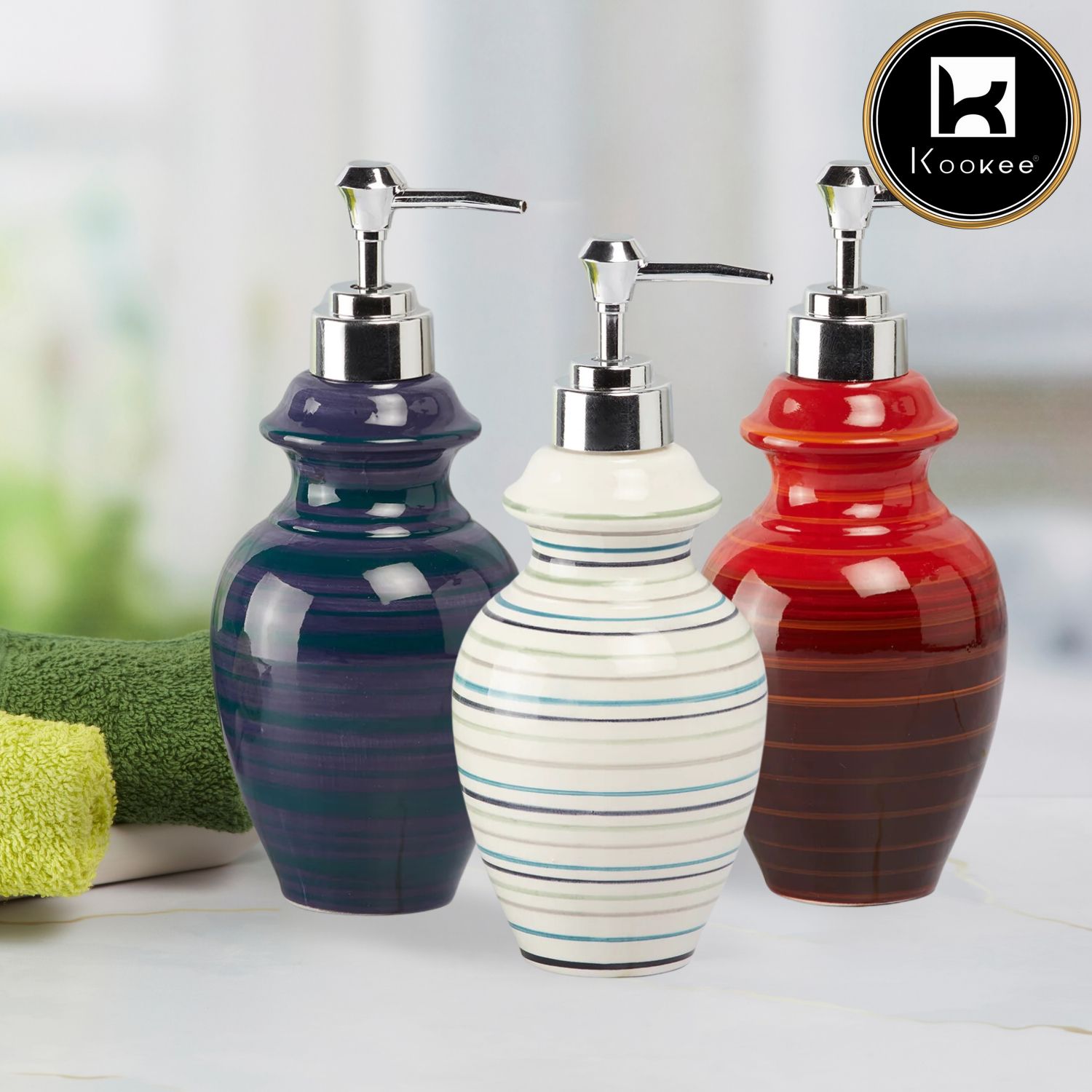Ceramic Soap Dispenser for handwash for Bathroom, Blue (V-CSD-022)