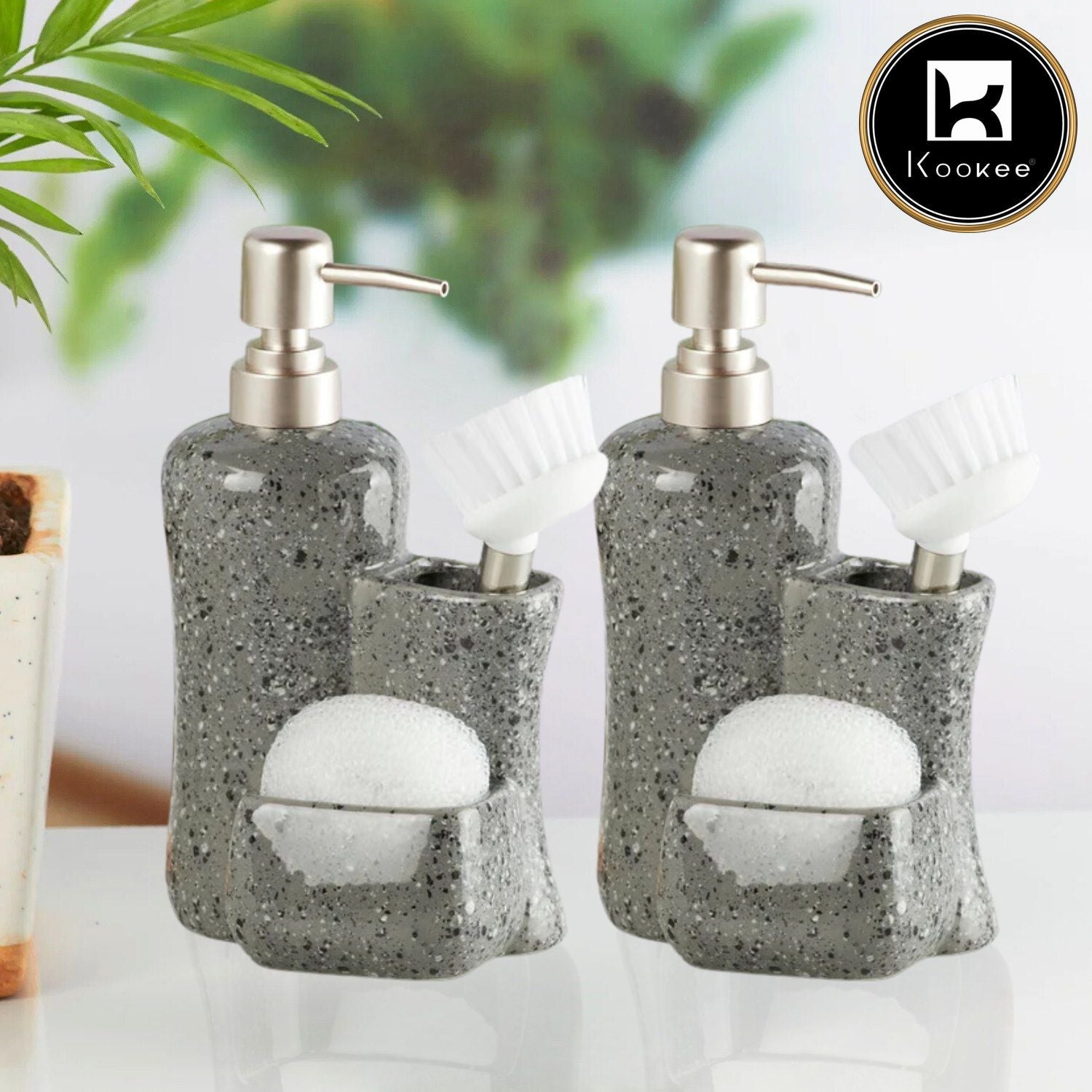 Ceramic Soap Dispenser for handwash for Bathroom, White (Set of 1) (10306)