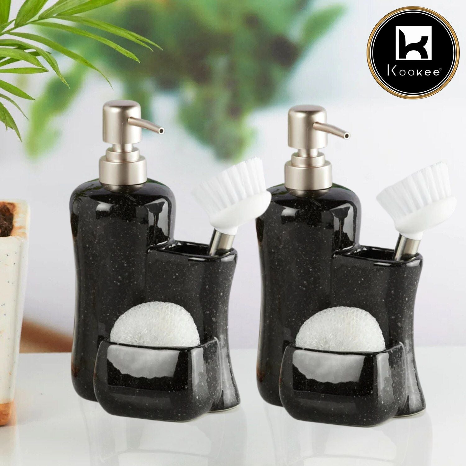 Ceramic Soap Dispenser for handwash for Bathroom, White (Set of 2) (10968)