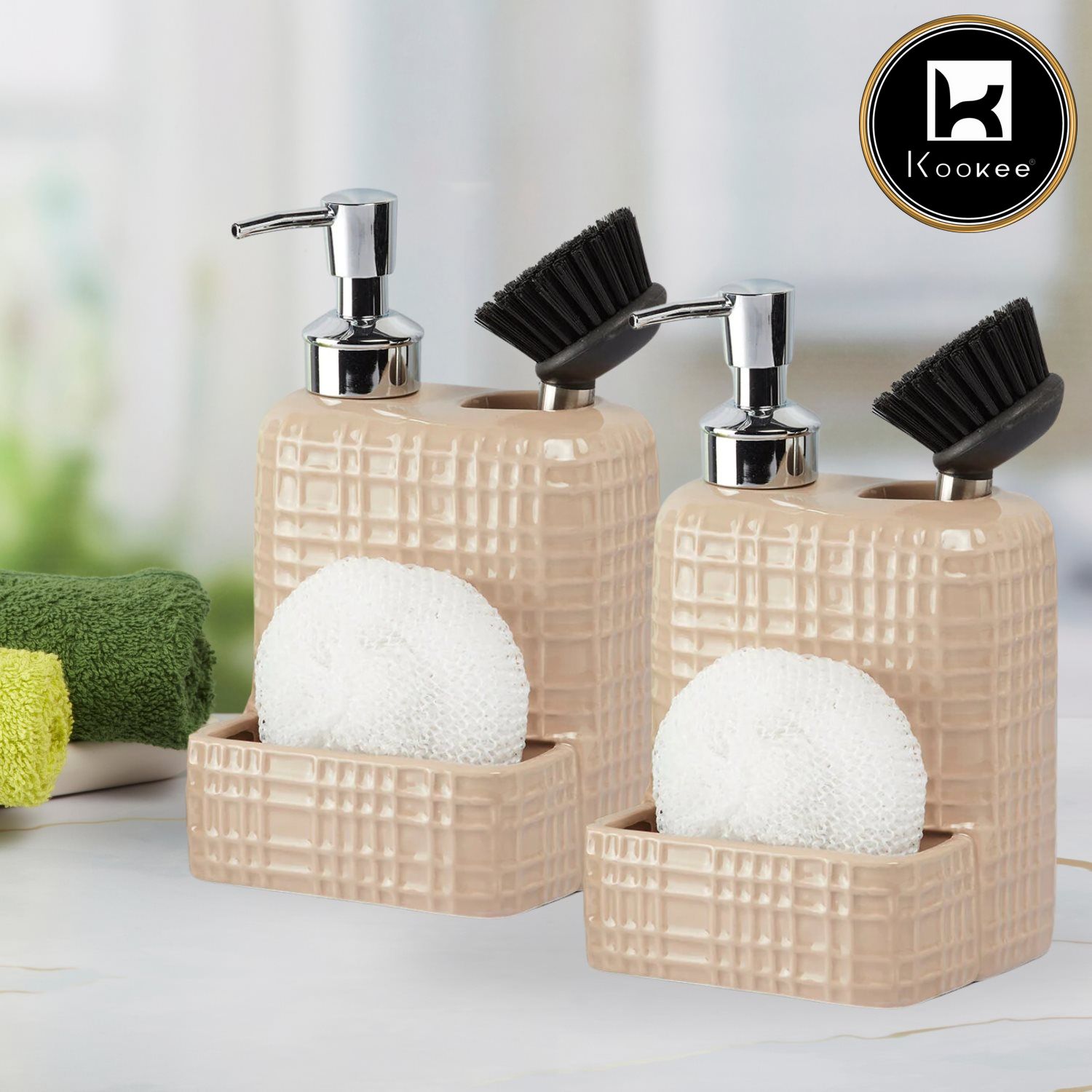 Ceramic Soap Dispenser for handwash for Bathroom, Multicolor (Set of 4) (10138)