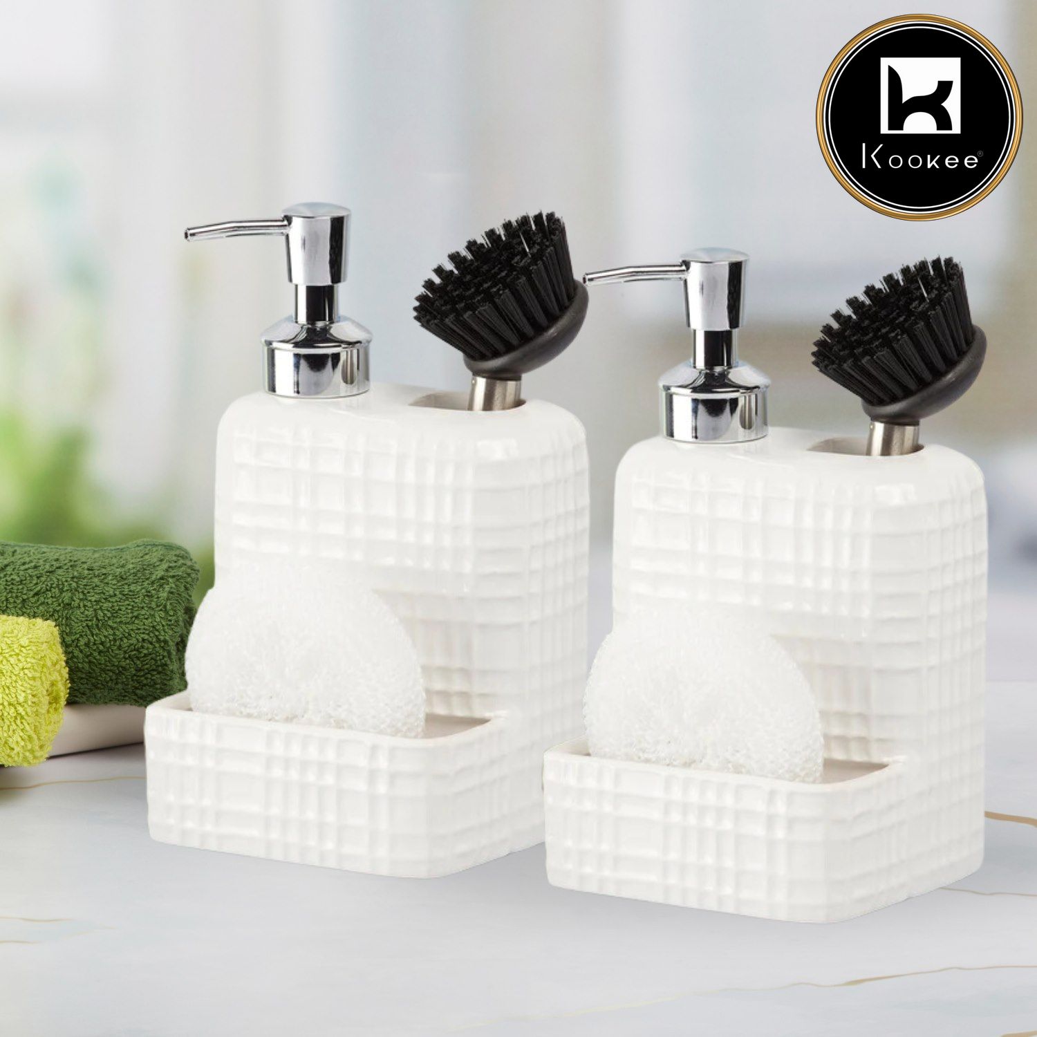 Ceramic Soap Dispenser for handwash for Bathroom, White (Set of 1) (8211)