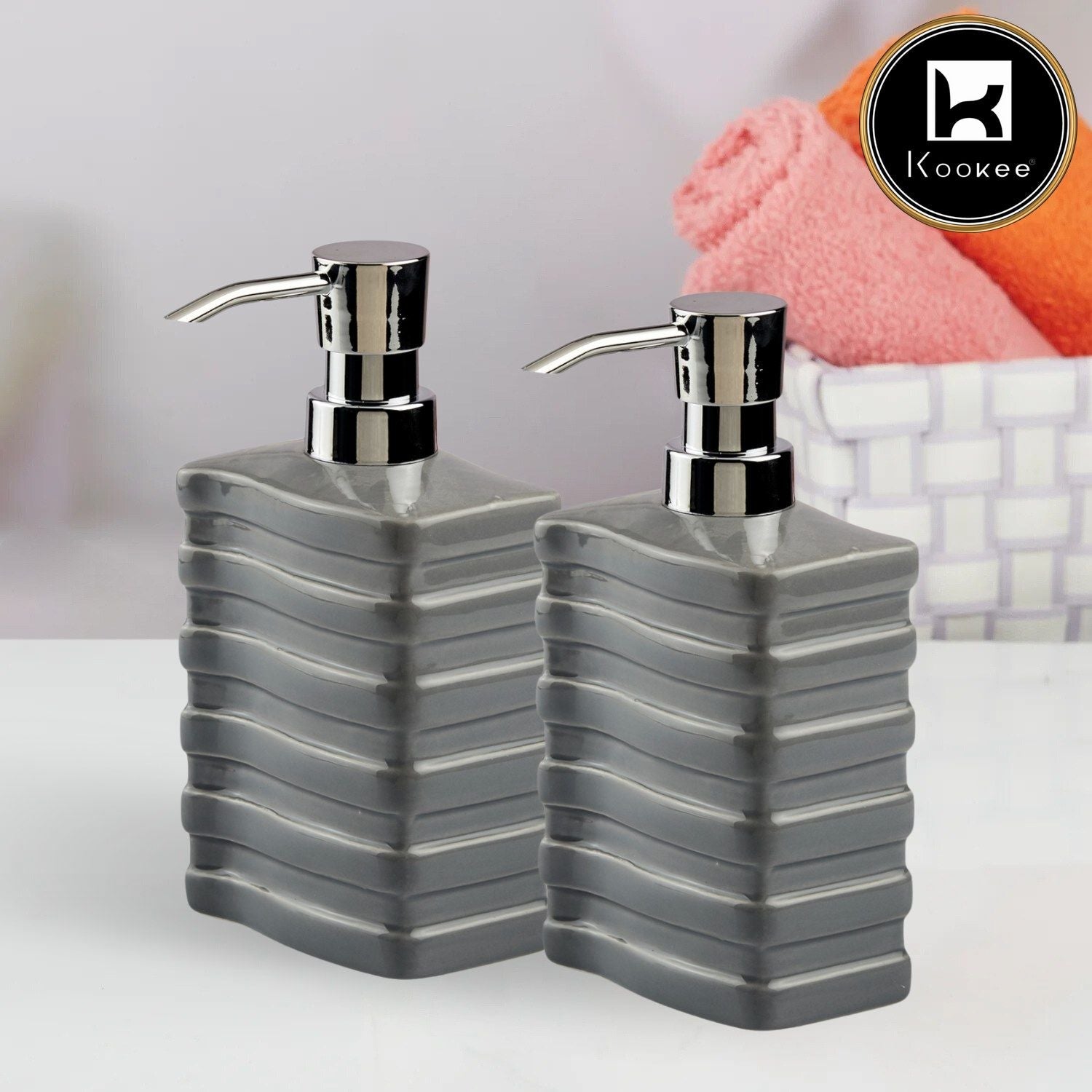 Ceramic Soap Dispenser for handwash for Bathroom, White (Set of 1) (10614)