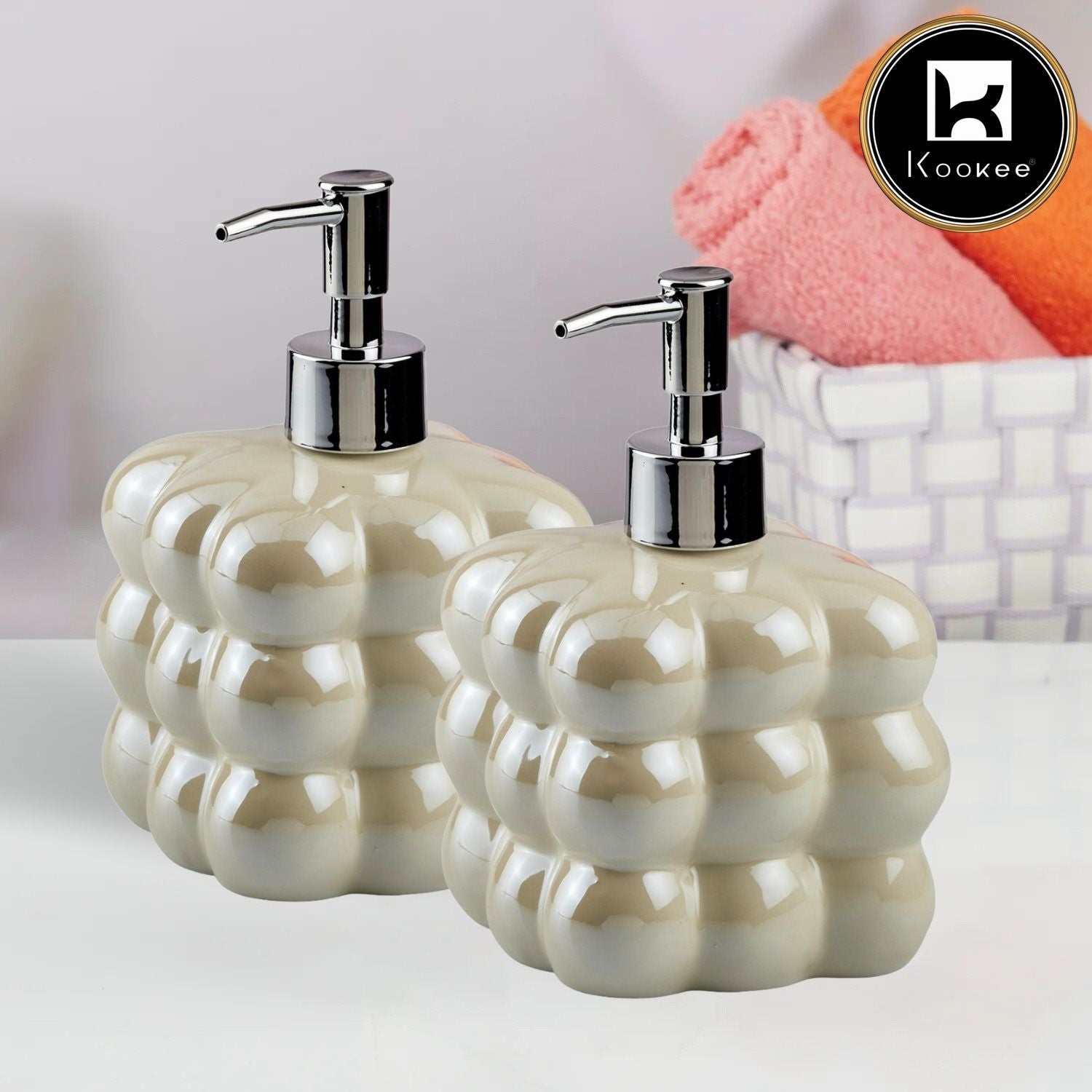 Ceramic Soap Dispenser for handwash for Bathroom, Blue (Set of 2) (10981)