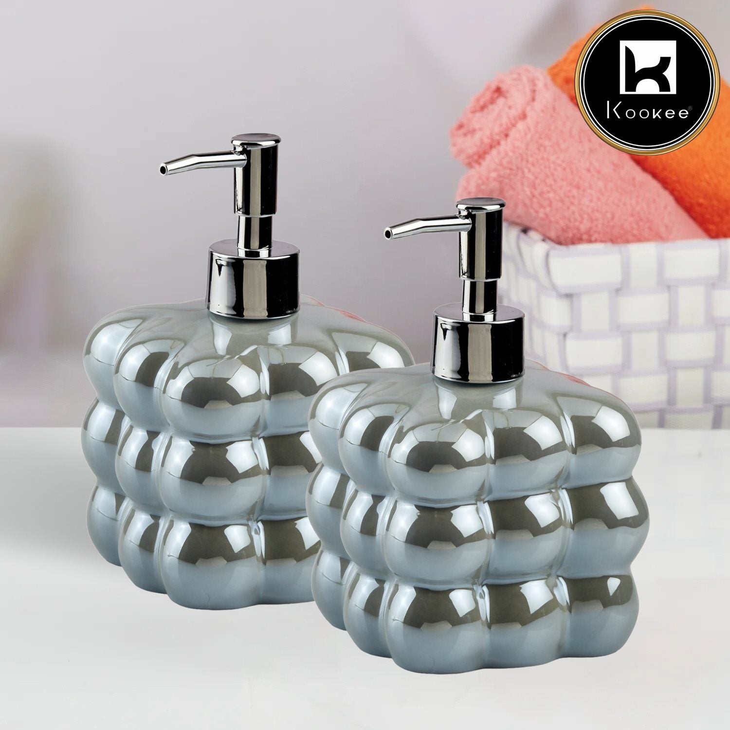 Ceramic Soap Dispenser for handwash for Bathroom, Orange (Set of 1) (10611)