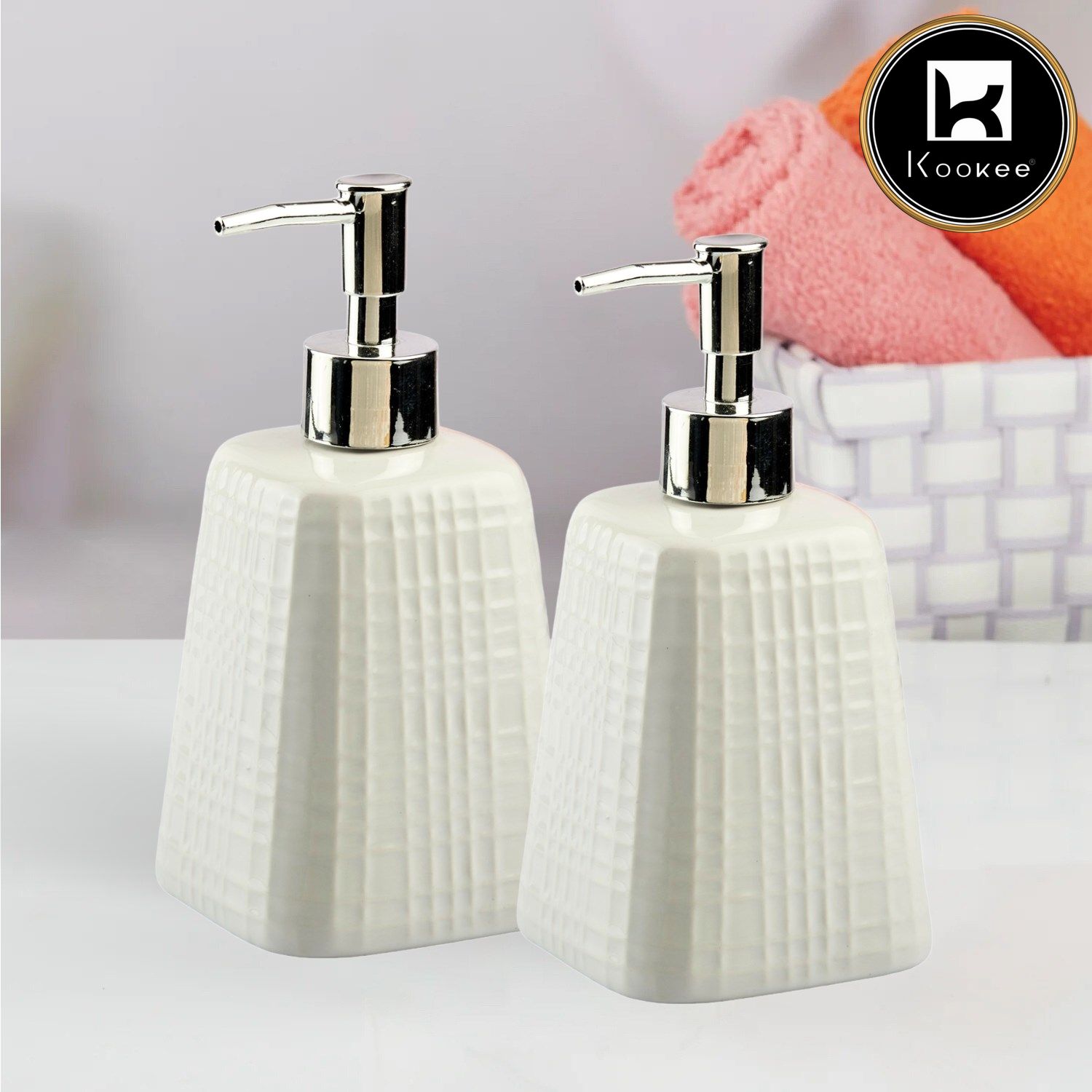 Ceramic Soap Dispenser for handwash for Bathroom, White (Set of 1) (10594)