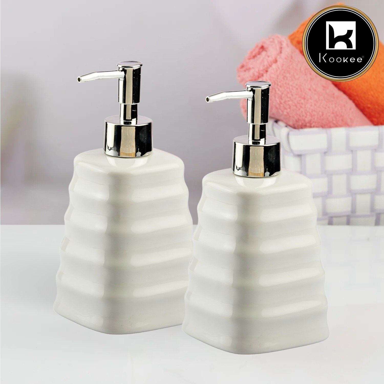 Ceramic Soap Dispenser for handwash for Bathroom, White (Set of 1) (10595)