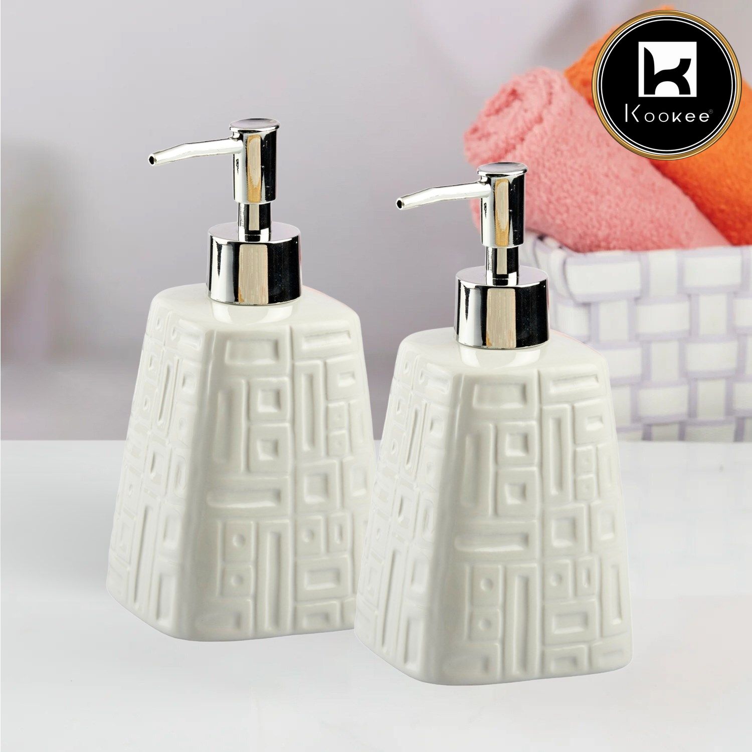 Ceramic Soap Dispenser for handwash for Bathroom, White (Set of 1) (10596)