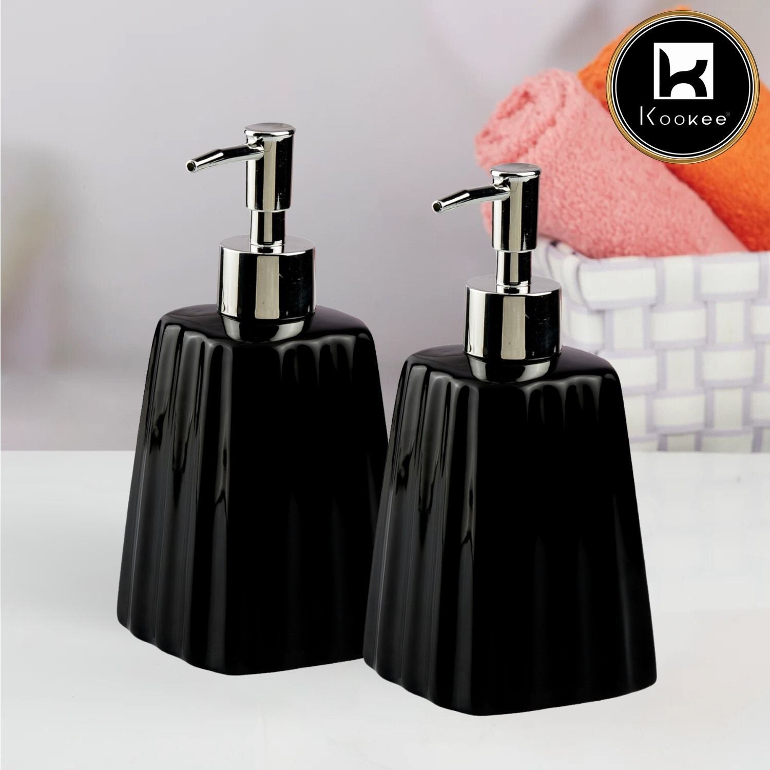 Ceramic Soap Dispenser for handwash for Bathroom, White (Set of 2) (10988)