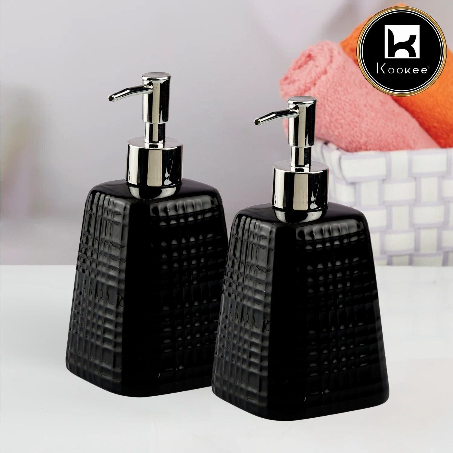 Ceramic Soap Dispenser for handwash for Bathroom, White (Set of 2) (10989)