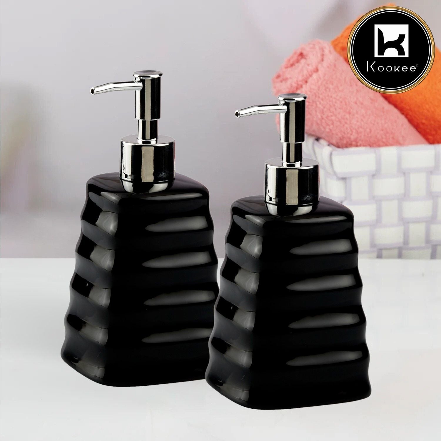 Ceramic Soap Dispenser for handwash for Bathroom, White (Set of 2) (10990)