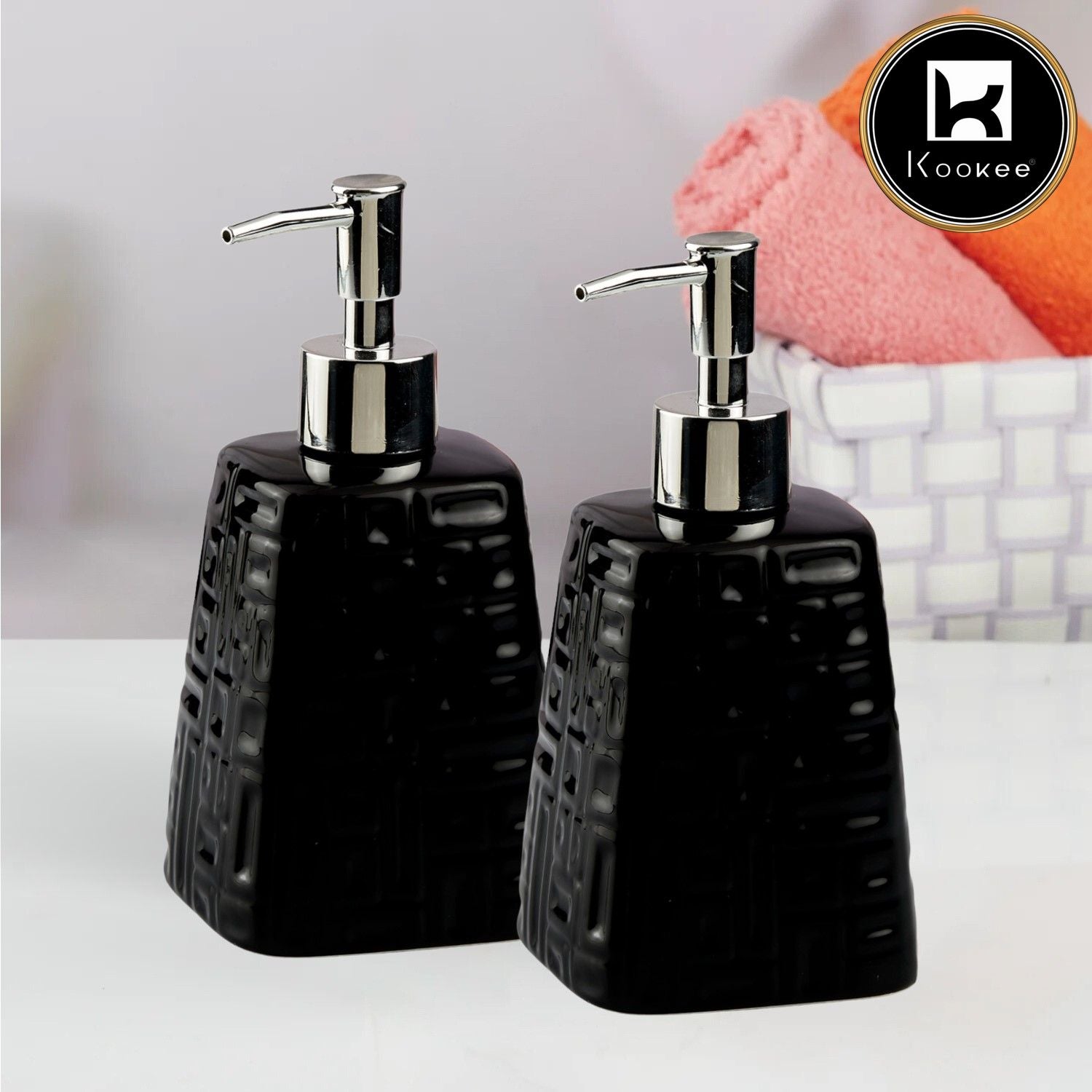 Ceramic Soap Dispenser for handwash for Bathroom, White (Set of 2) (10991)
