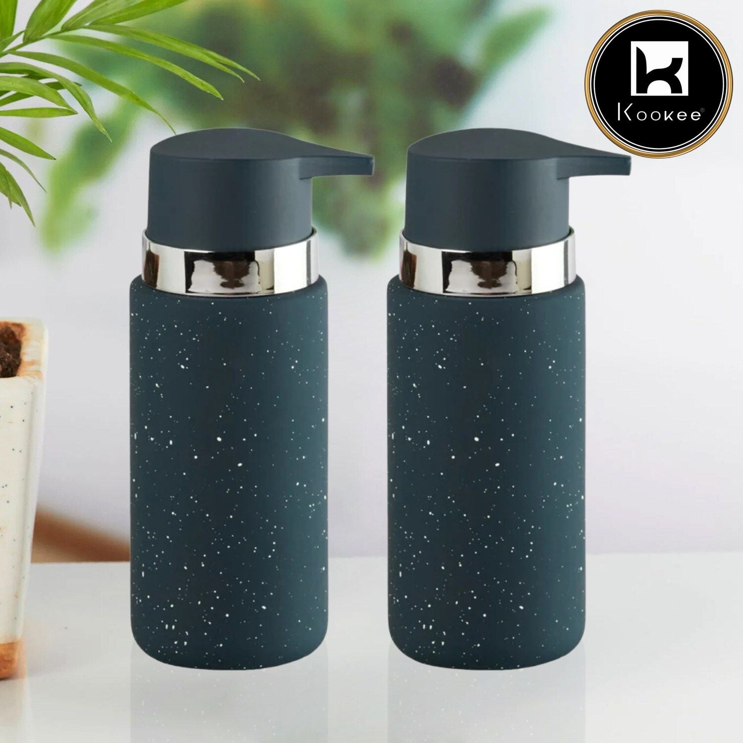 Ceramic Soap Dispenser for handwash for Bathroom, Blue (Set of 2) (11000)