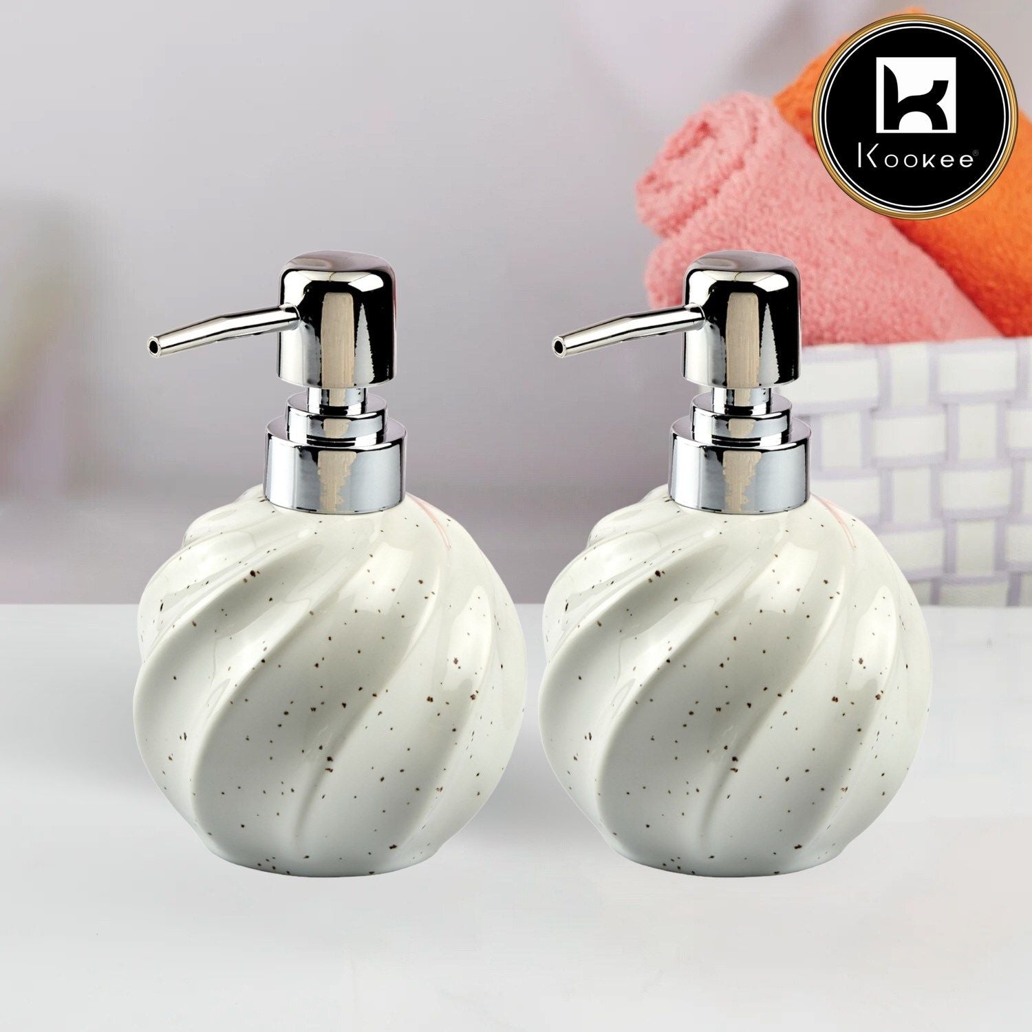 Ceramic Soap Dispenser for handwash for Bathroom, White (Set of 1) (10741)