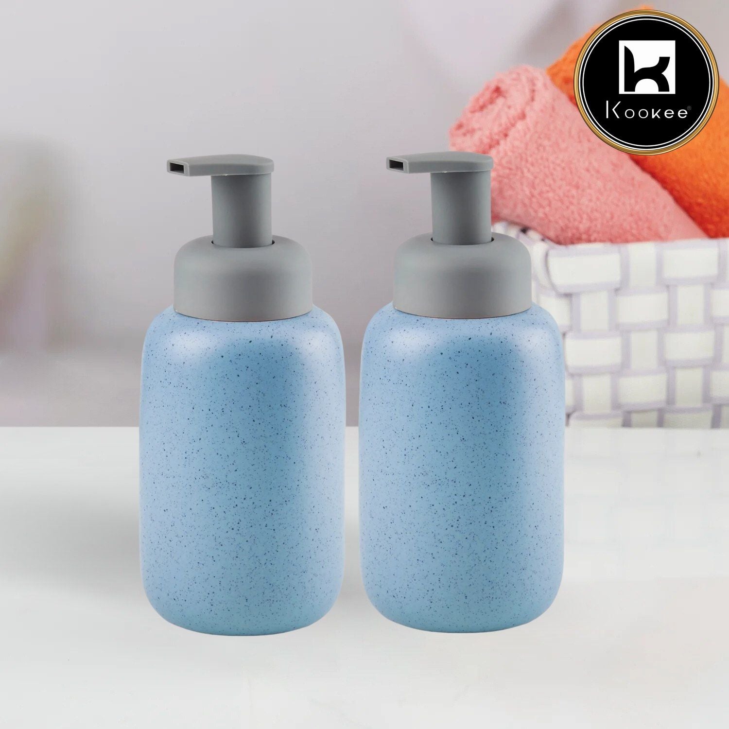 Ceramic Soap Dispenser for handwash for Bathroom, Blue (Set of 2) (11005)