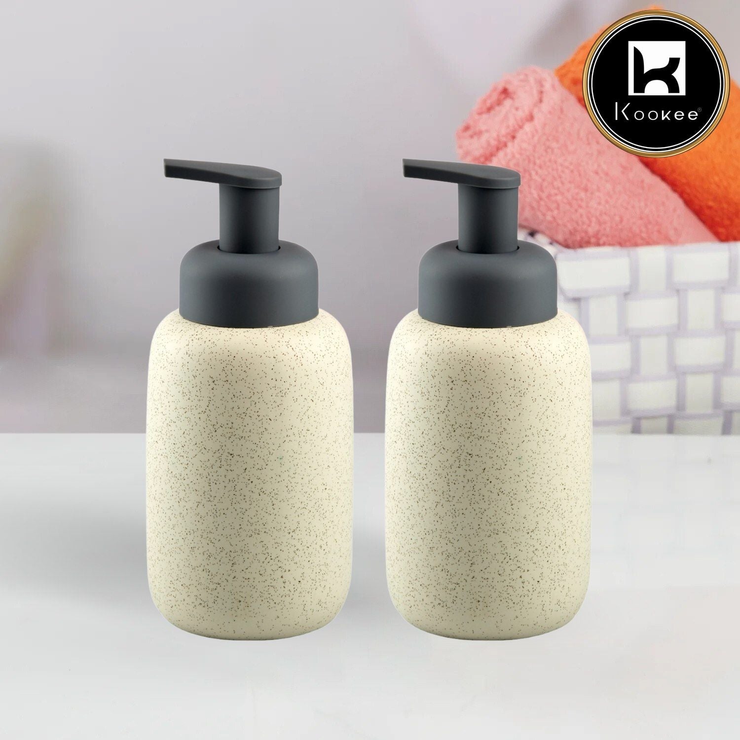 Ceramic Soap Dispenser for handwash for Bathroom, Pink (Set of 1) (10733)