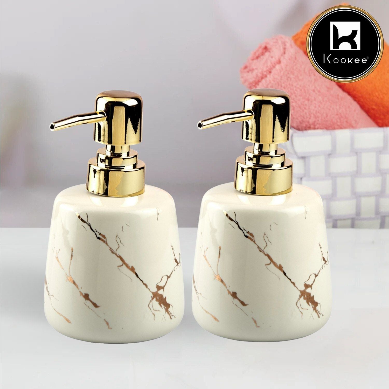 Ceramic Soap Dispenser for handwash for Bathroom, White (Set of 1) (10727)
