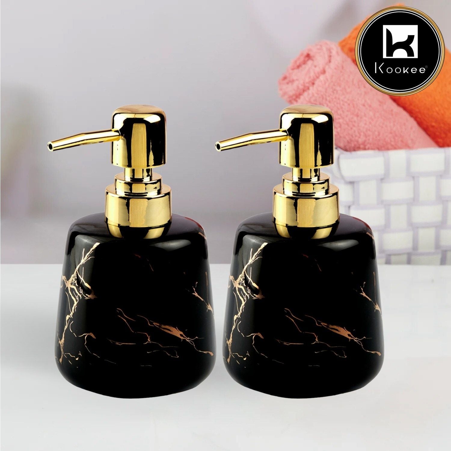 Ceramic Soap Dispenser for handwash for Bathroom, White (Set of 2) (11010)