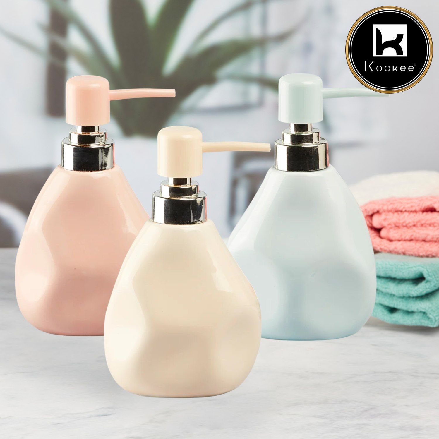Ceramic Soap Dispenser for handwash for Bathroom, Peach (Set of 1) (7628)