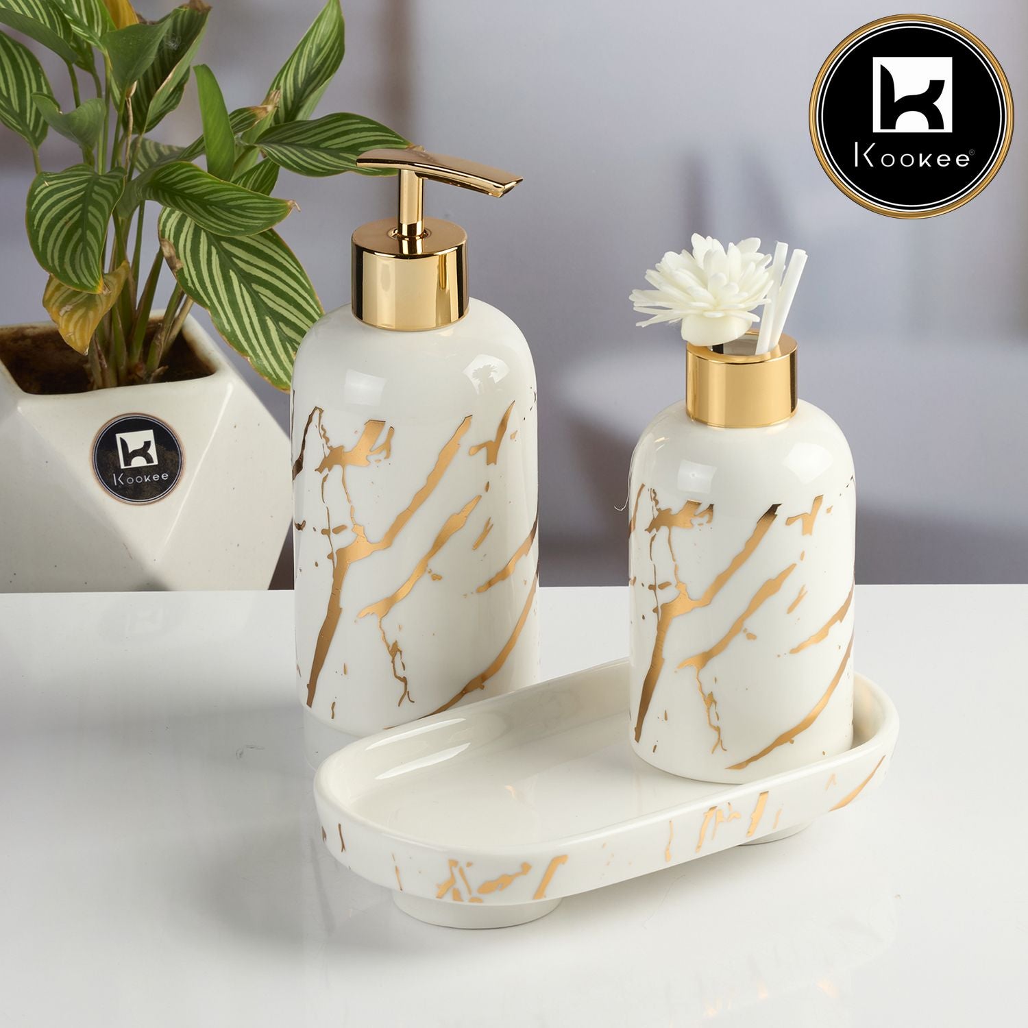 Kookee Ceramic Bathroom Sets, Gold, ART11095