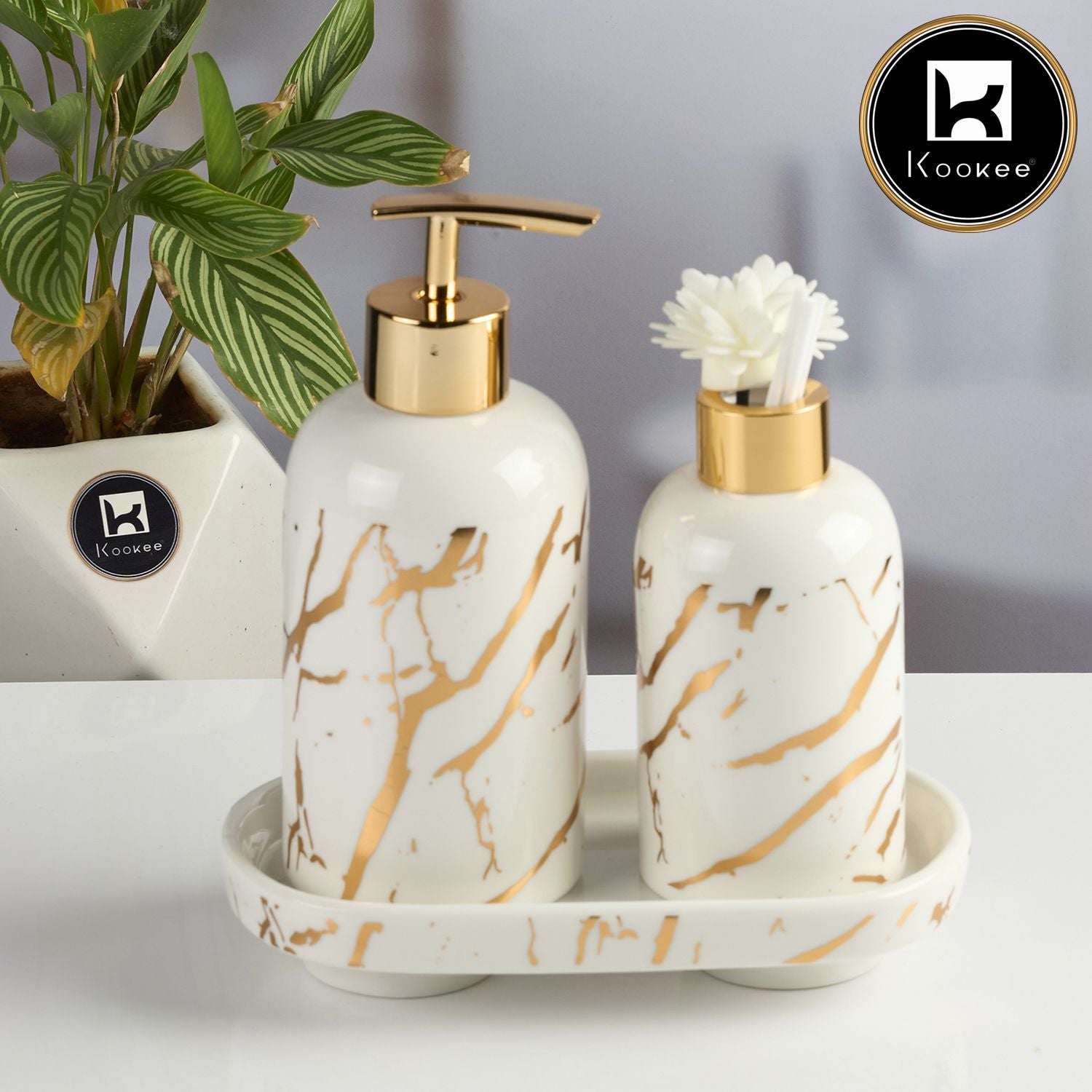 Kookee Ceramic Bathroom Sets, Gold, ART11095