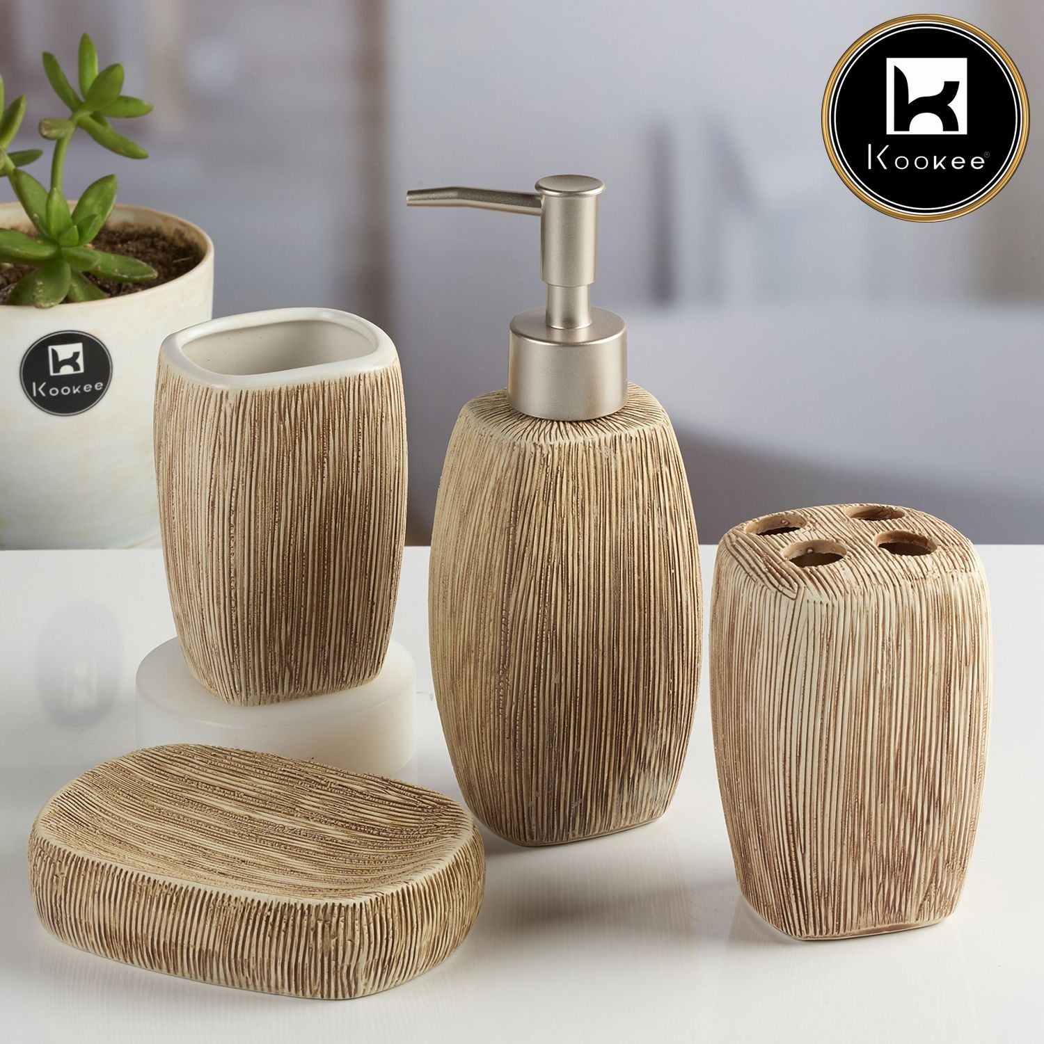 Kookee Ceramic Bathroom Sets, Multi, ART11097