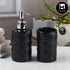 Kookee Ceramic Bathroom Accessories Set of 2, Modern Bath Set with Liquid handwash Soap Dispenser and Toothbrush holder, Luxury Gift Accessory for Home, Black