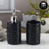 Kookee Ceramic Bathroom Accessories Set of 2, Modern Bath Set with Liquid handwash Soap Dispenser and Toothbrush holder, Luxury Gift Accessory for Home, Black