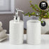 Kookee Ceramic Bathroom Accessories Set of 2, Modern Bath Set with Liquid handwash Soap Dispenser and Toothbrush holder, Luxury Gift Accessory for Home, White