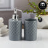 Kookee Ceramic Bathroom Accessories Set of 2, Modern Bath Set with Liquid handwash Soap Dispenser and Toothbrush holder, Luxury Gift Accessory for Home, Grey