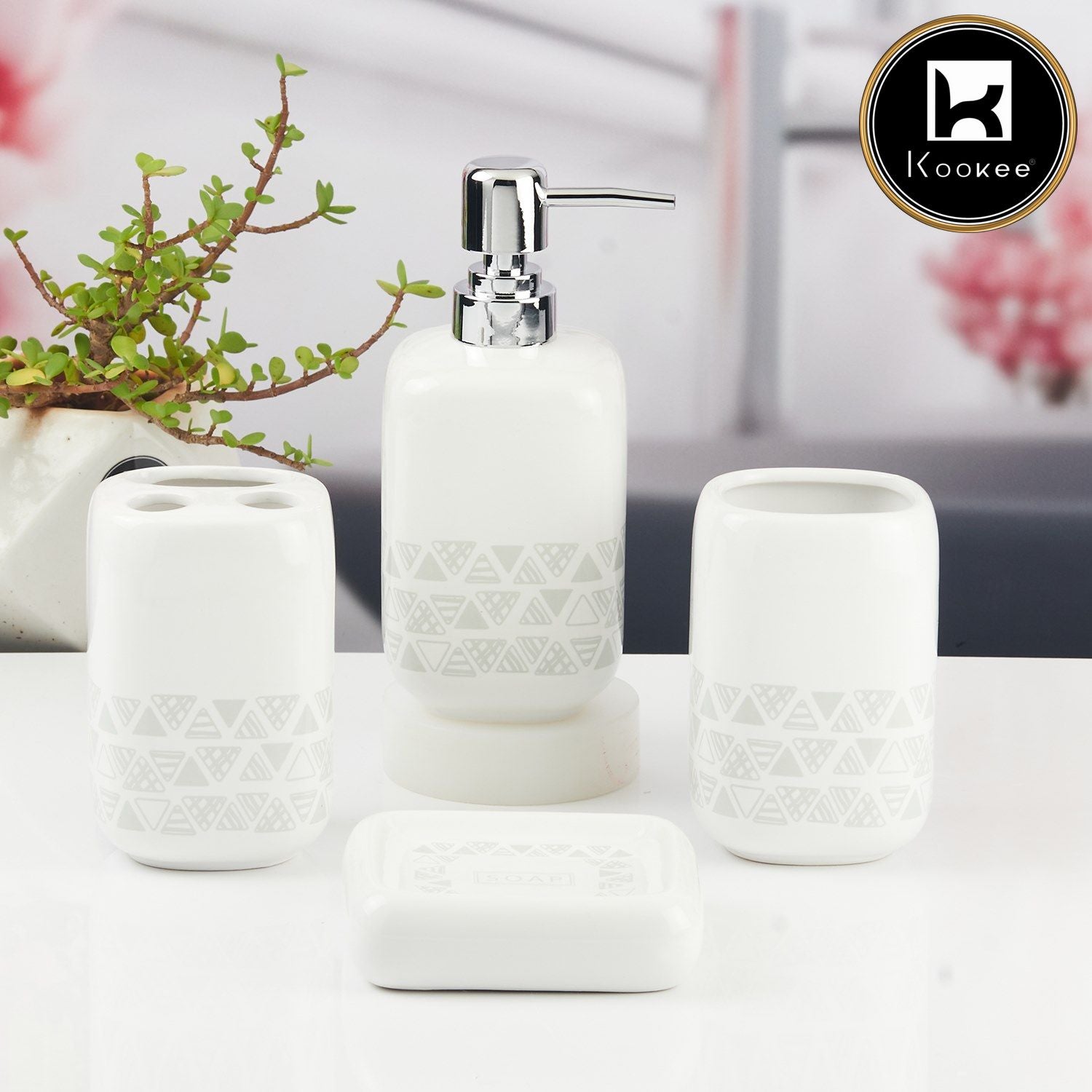 Kookee Ceramic Bathroom Sets, White, ART11125