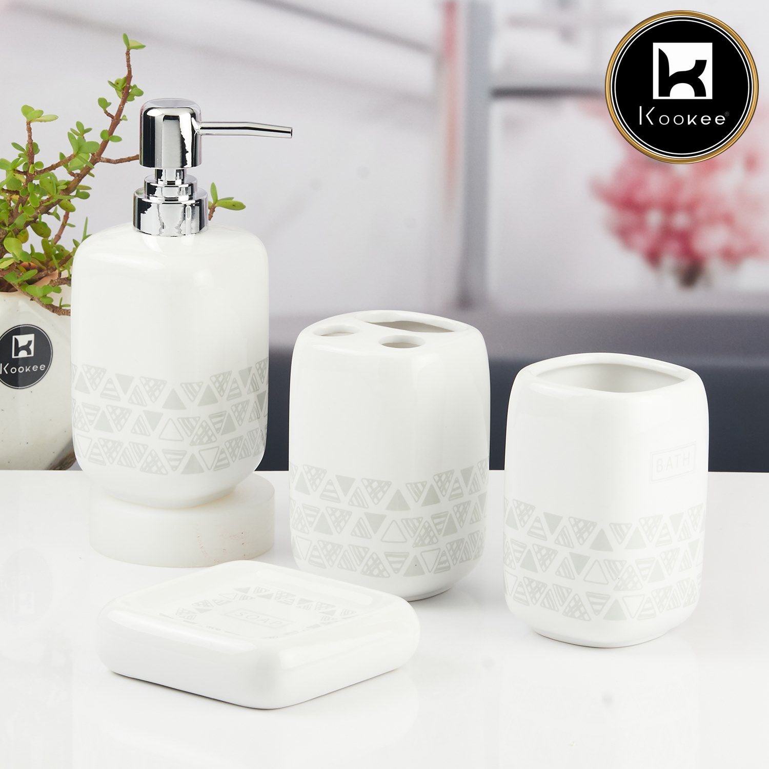 Kookee Ceramic Bathroom Sets, White, ART11125