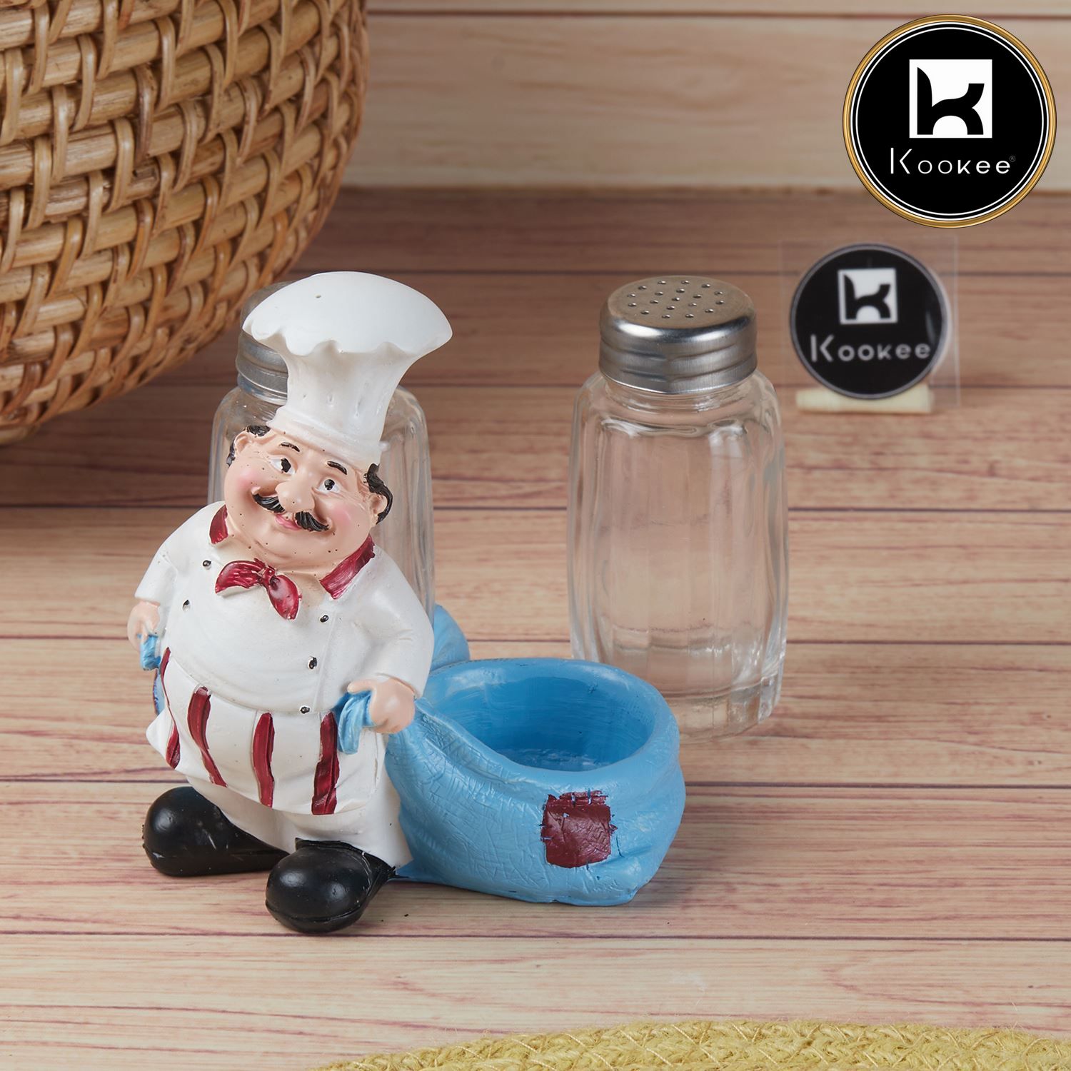 Polyresin Chef Salt and Pepper Shakers Set holder, Set of 1 (11128)