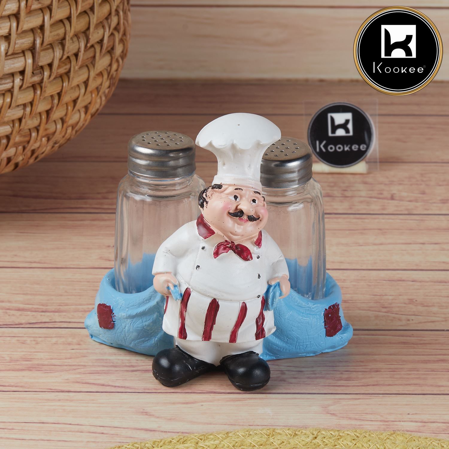 Kookee Polyresin Chef Salt and Pepper Shakers Set holder, Set of 1 (11128)