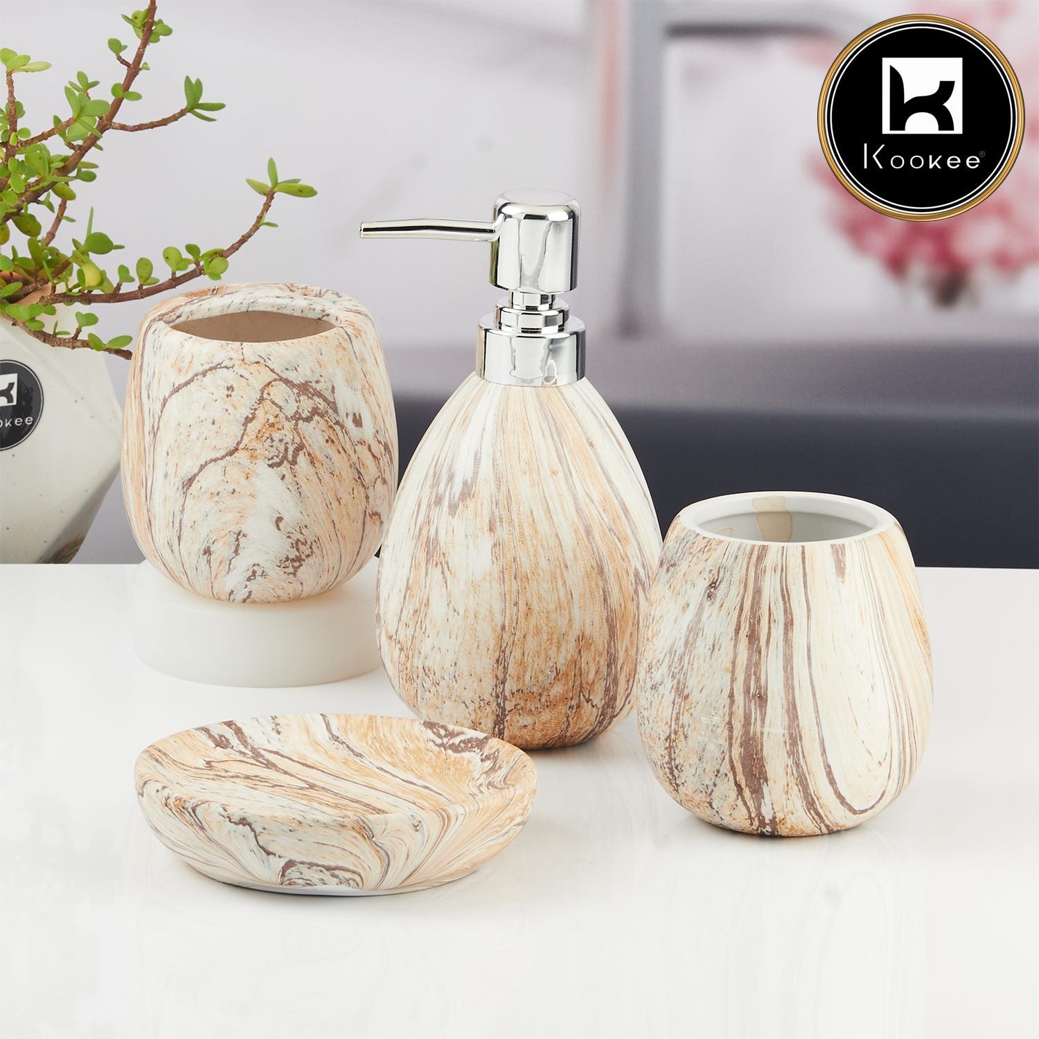 Kookee Ceramic Bathroom Sets, Off White, ART11137