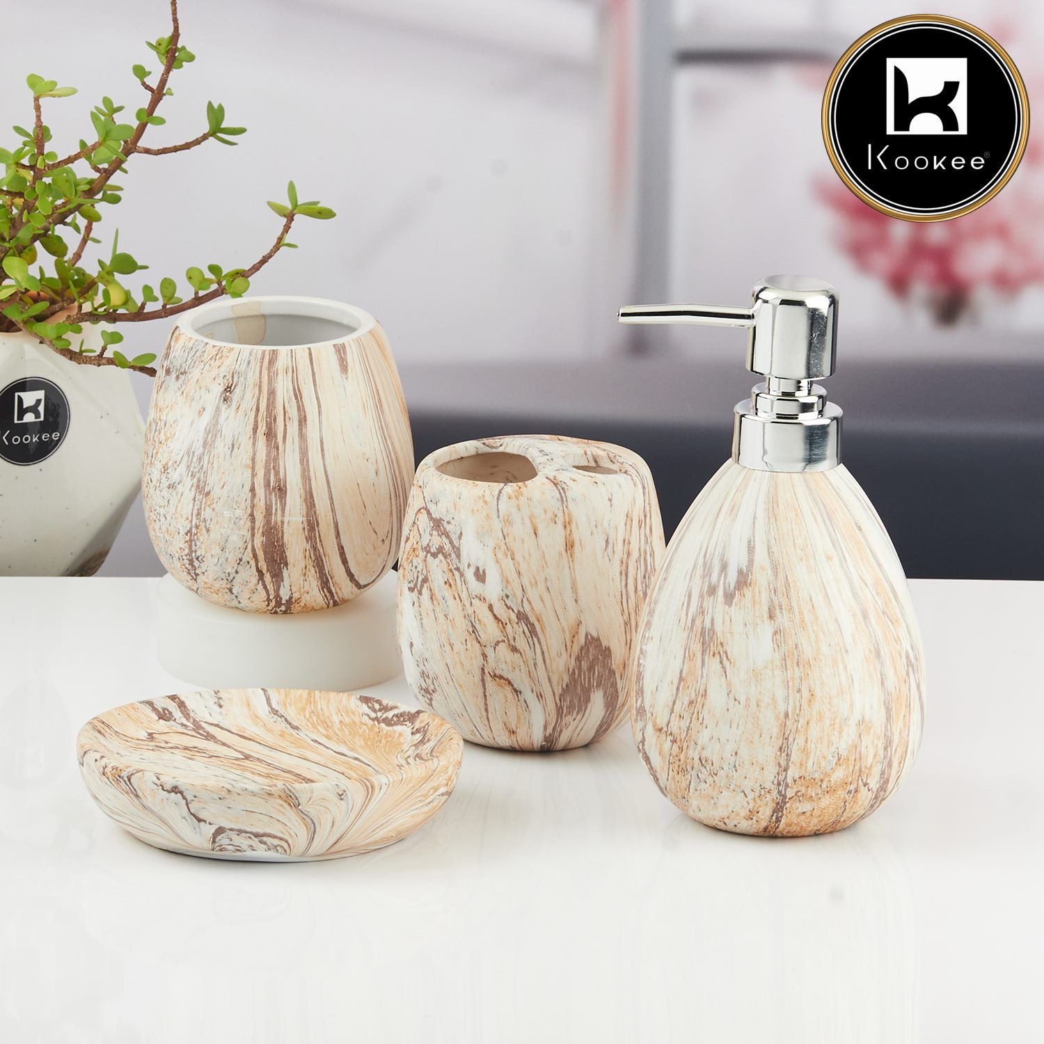 Kookee Ceramic Bathroom Sets, Off White, ART11137